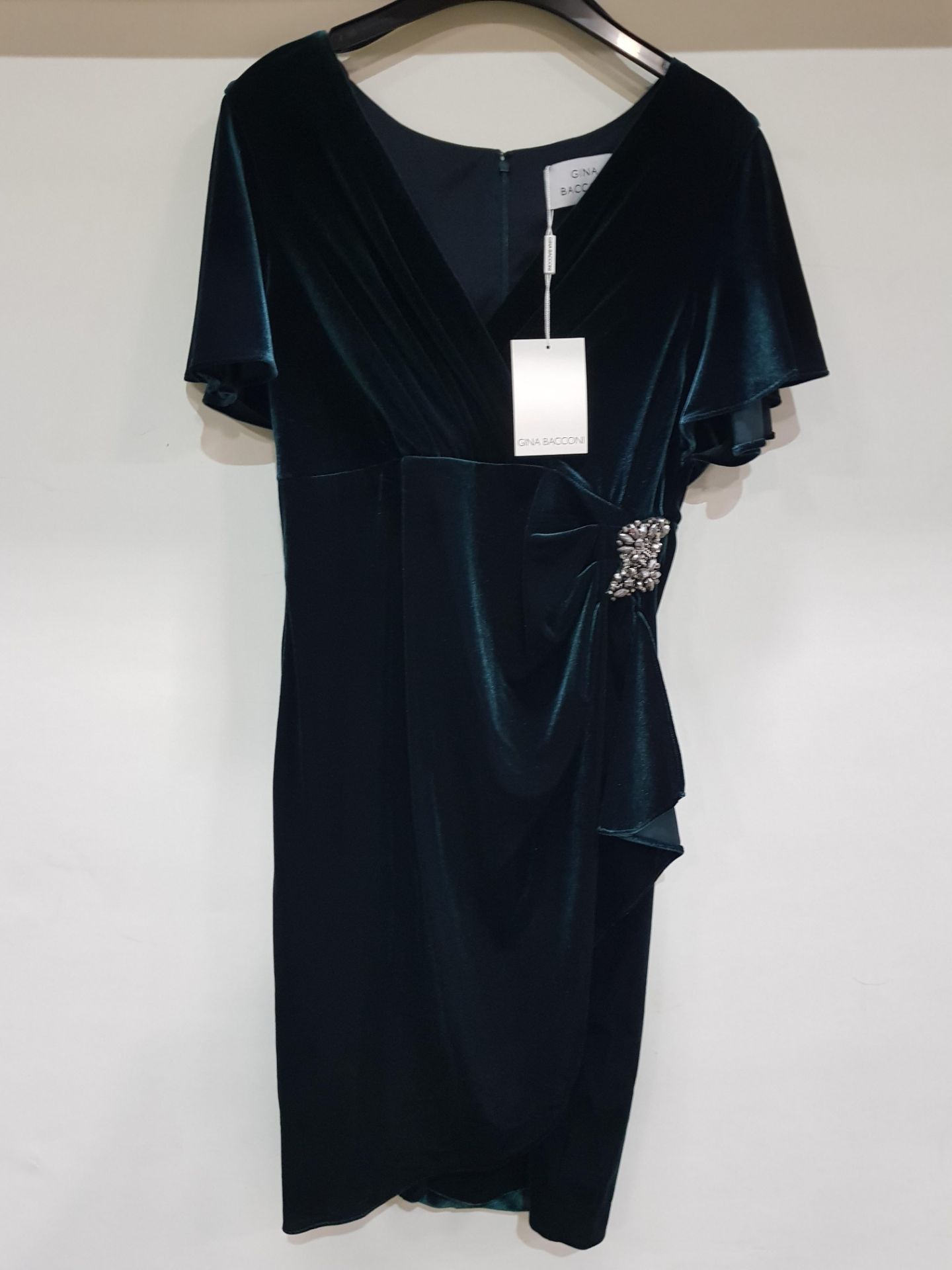 3 X BRAND NEW GINA BACCONI PARTY DRESS IN FOREST COLOUR SIZE 10 12 - £220