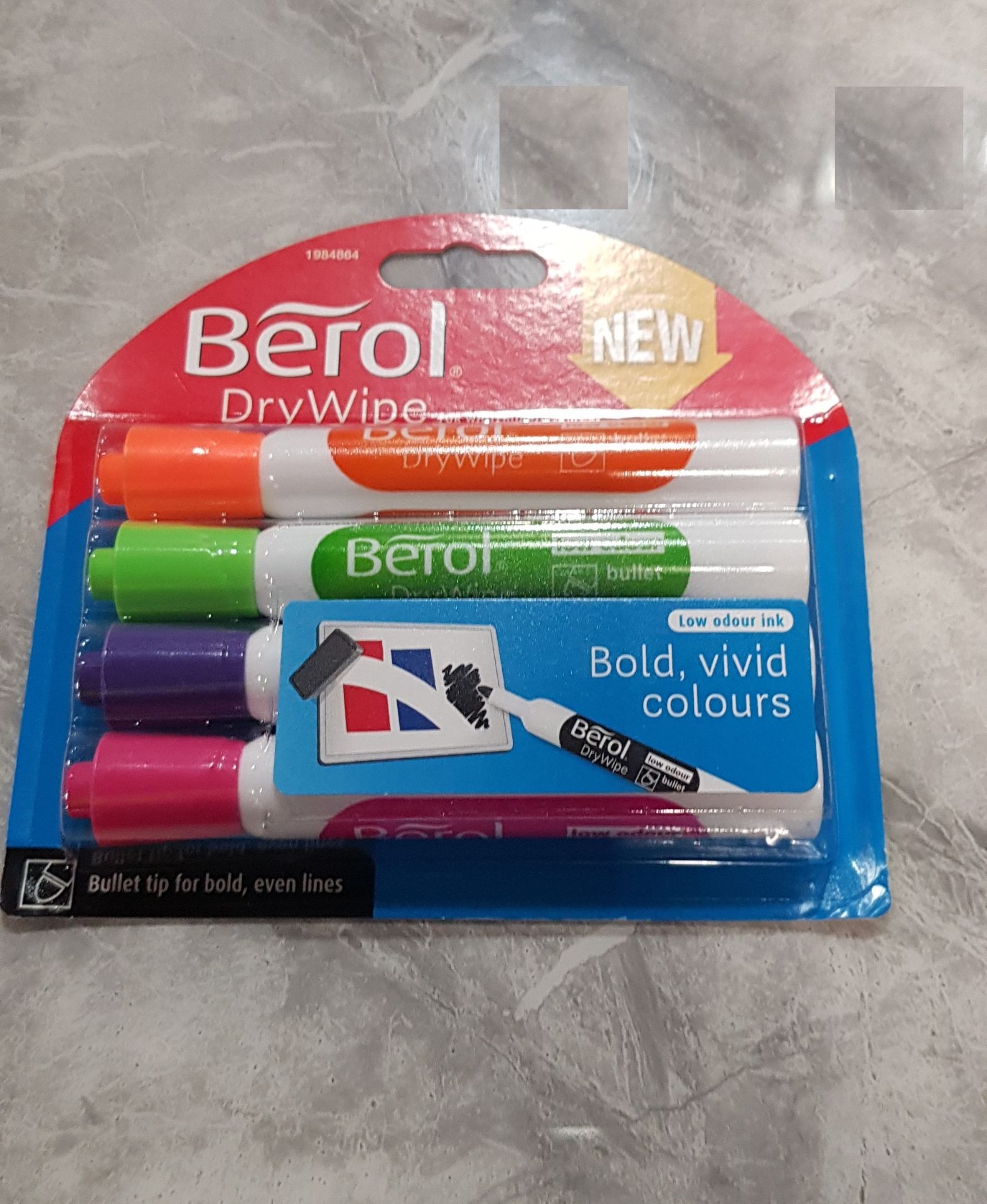 240 X BRAND NEW PACKS OF 4 BEROL DRY WIPE WHITEBOARD MARKERS - IN ORANGE GREEN PURPLE AND PINK -