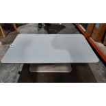 1 X BOXED LAZZARO LIGHT GREY GLASS TOP COFFEE TABLE ( L 110 CM X W 65 CM X H 42 CM ) - IN 3