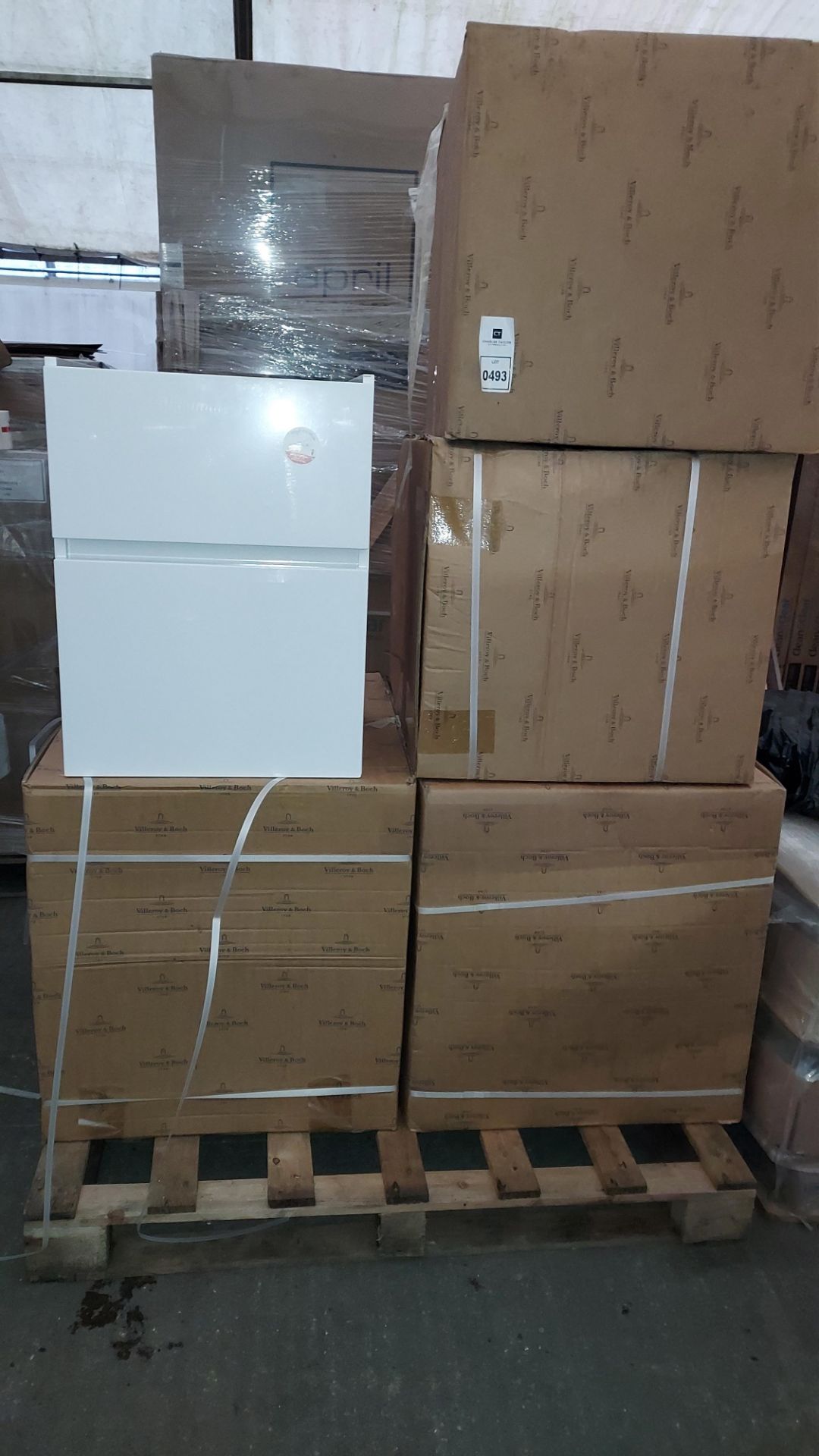 4 X BRAND NEW VILLEROY AND BOCH WALL MOUNTED 2 DRAWER GLOSS WHITE VANITY UNIT ( NO SINK OR TAPS ) (W