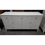 1 X DILETTA DRESSING CHEST WITH 7 DRAWERS IN STONE COLOUR - TOP DRAWERS ARE RIBBED (1710 X 545 X 985