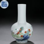 A Chinese Famille Rose Flower and Bird Bottle Vase