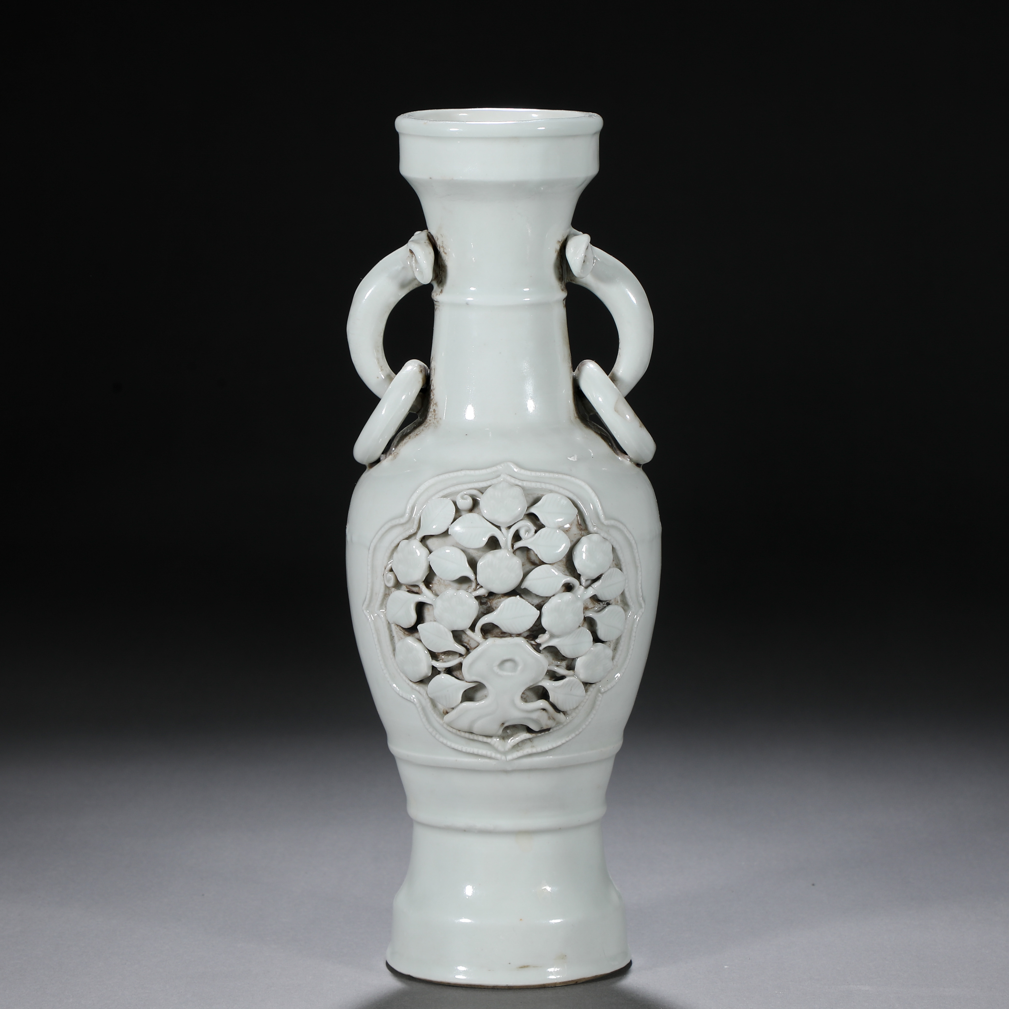 Pair Chinese White Glaze Vases with Double Handles - Image 2 of 9