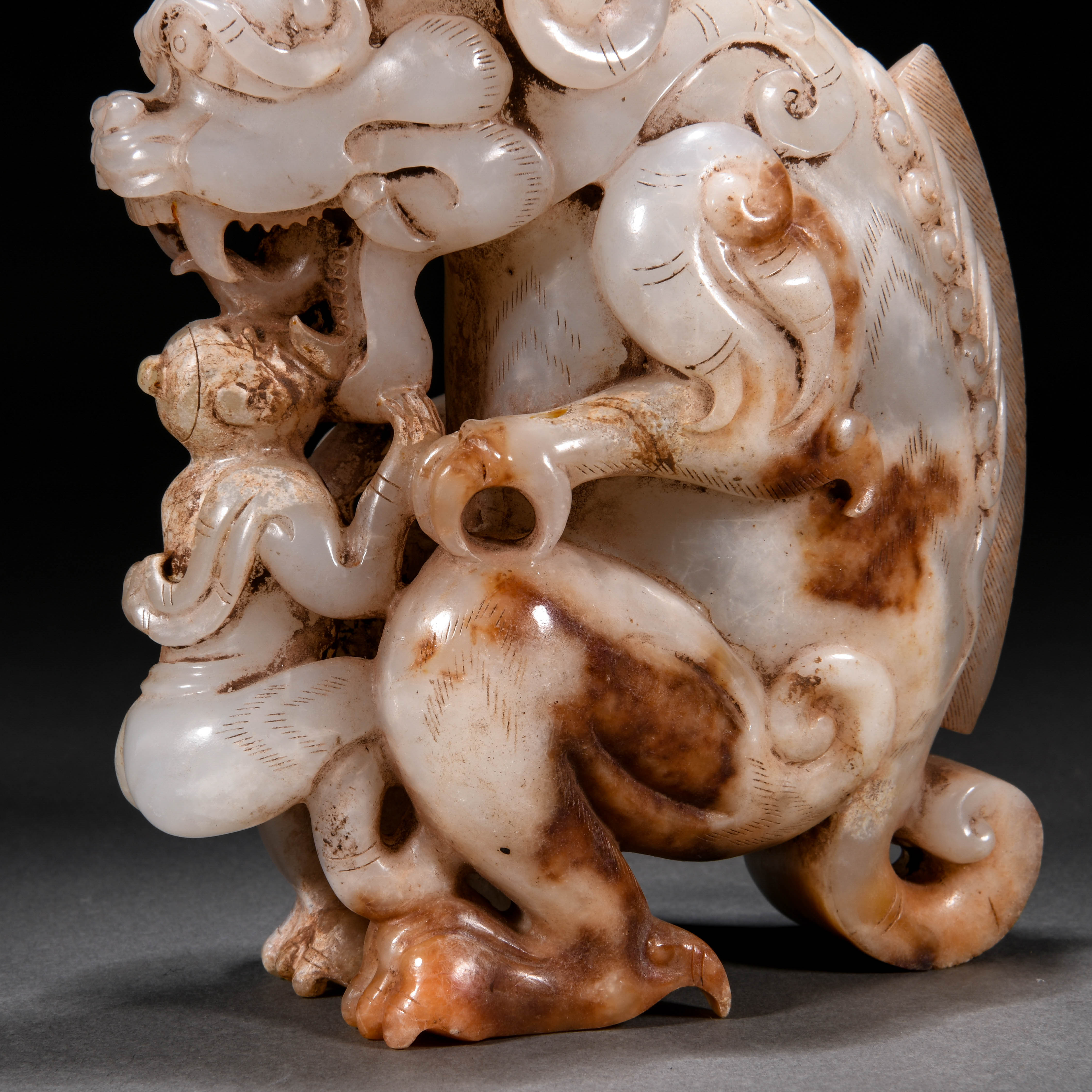 A Chinese Carved Archaic Jade Mythical Beast - Image 6 of 8