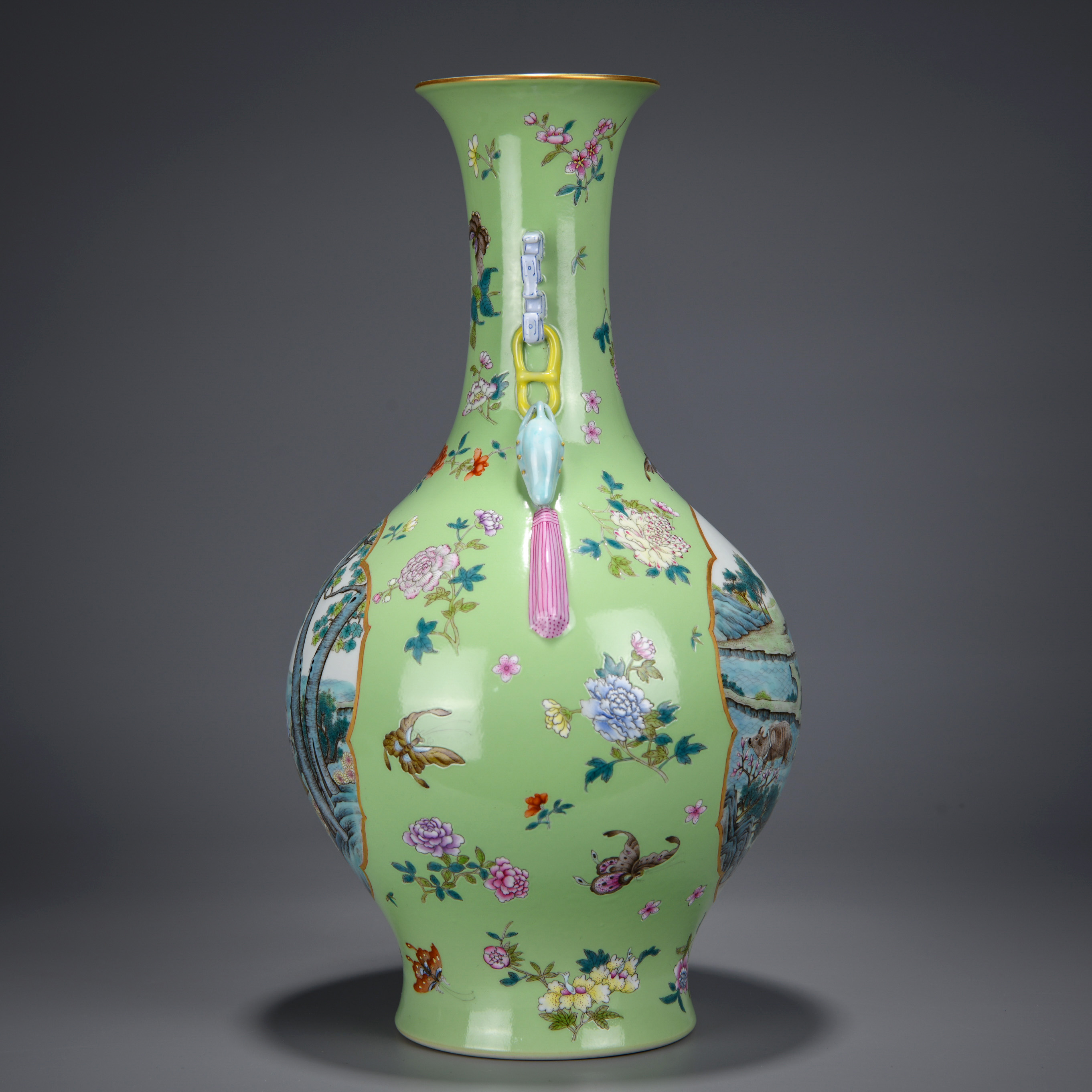 A Chinese Famille Rose Butterflies and Figure Vase - Image 2 of 11
