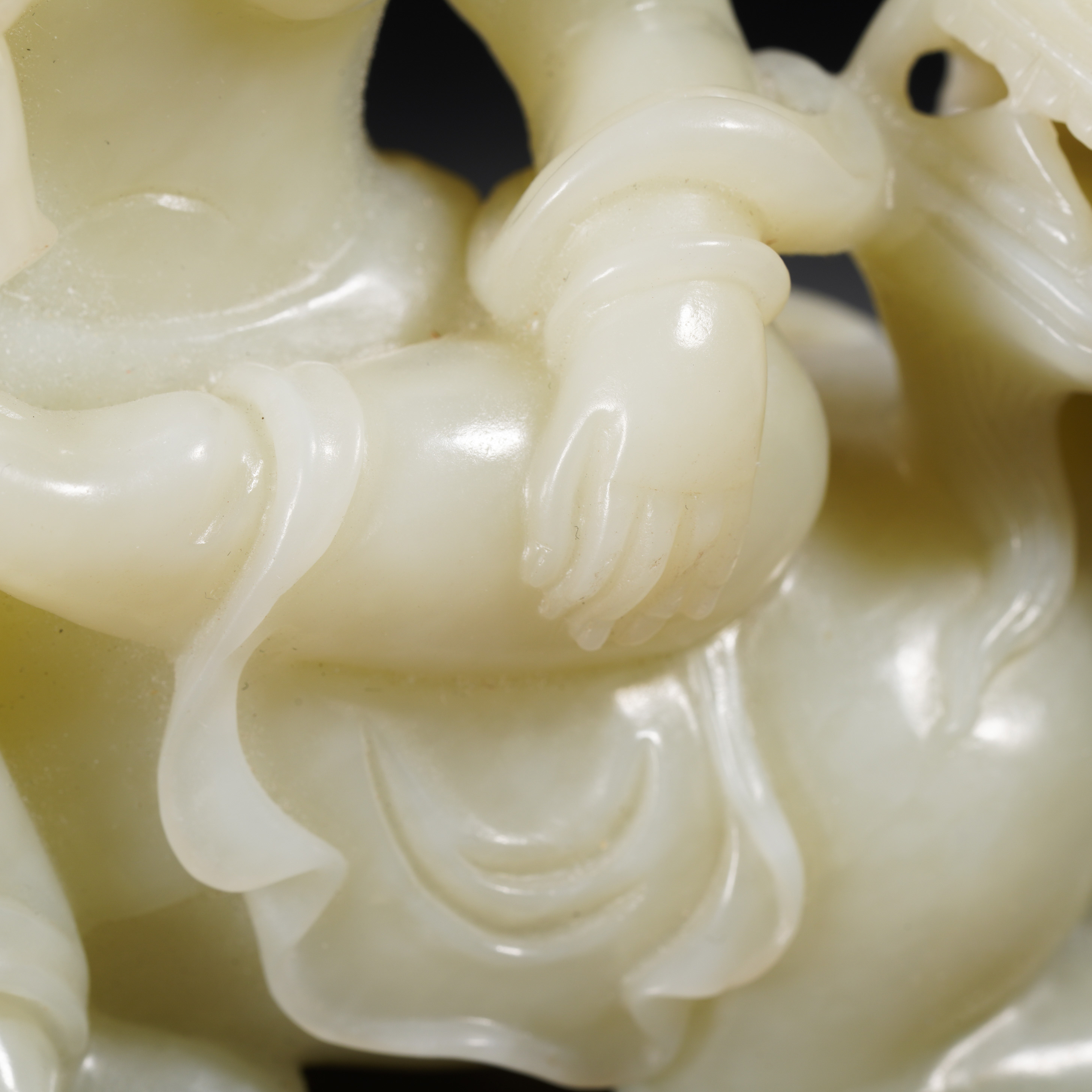 A Chinese Carved White Jade Bodhisattva with Lion - Image 4 of 13