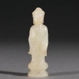 A Chinese Carved White Jade Standing Buddha