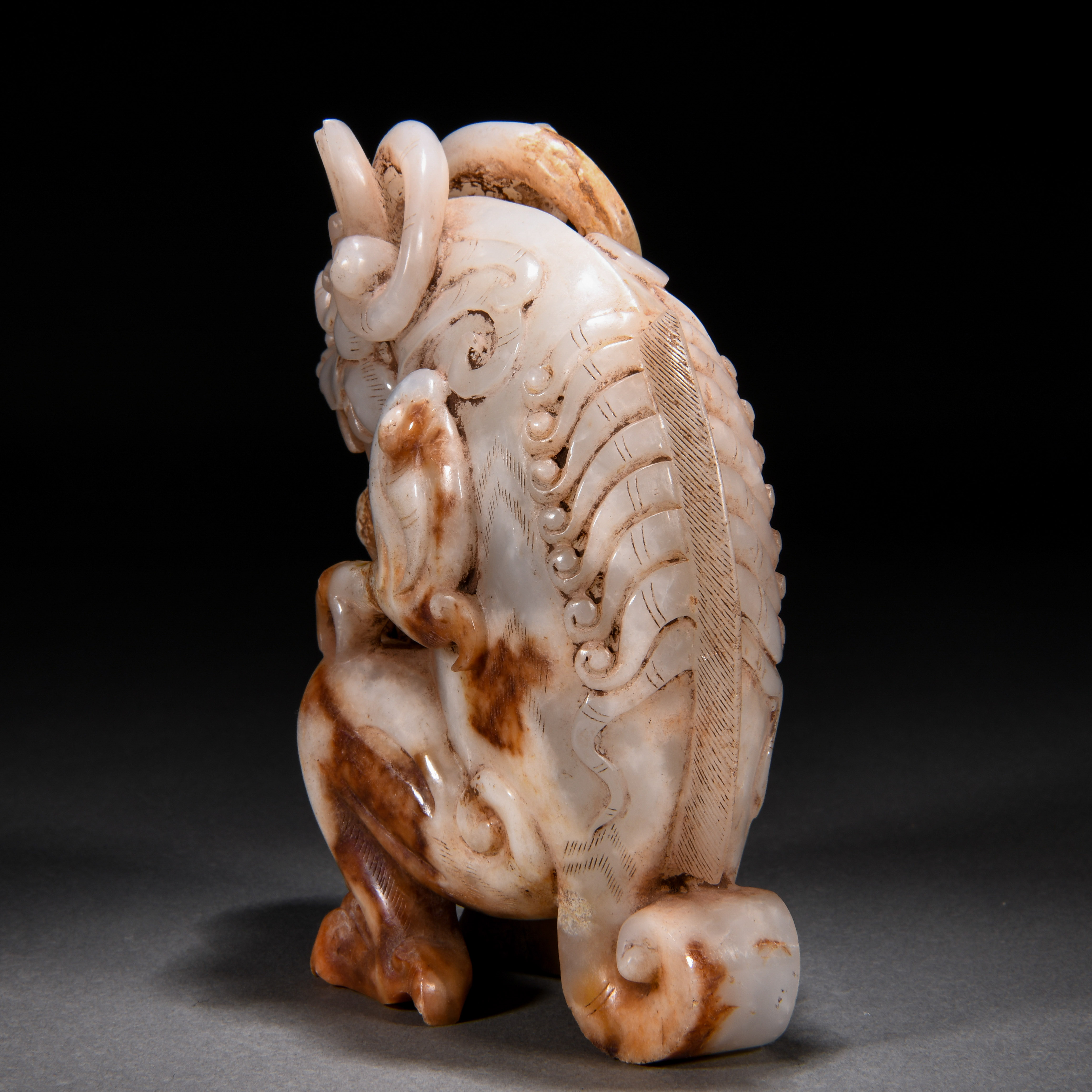 A Chinese Carved Archaic Jade Mythical Beast - Image 7 of 8