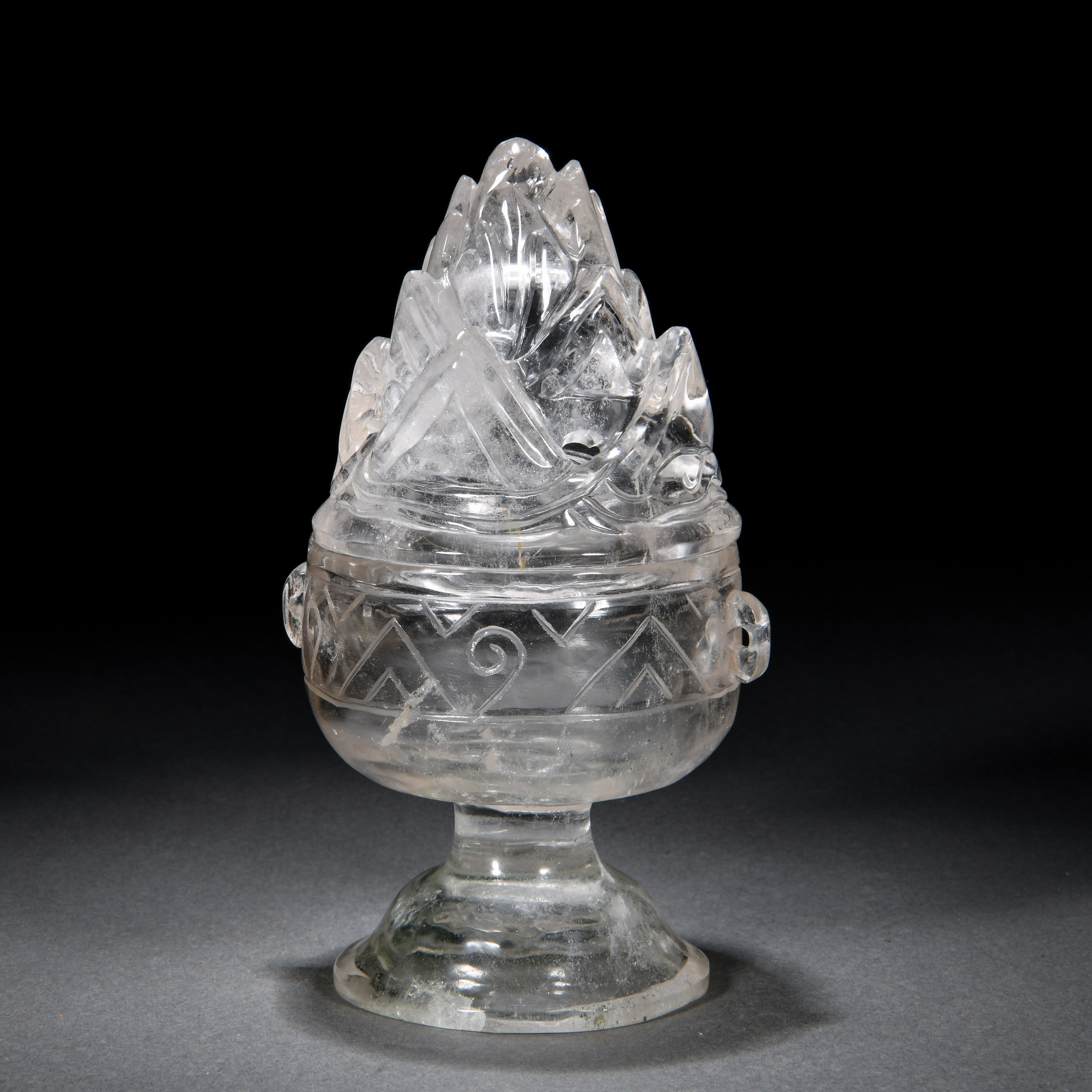 A Chinese Carved Rock Crystal Incense Burner - Image 4 of 9