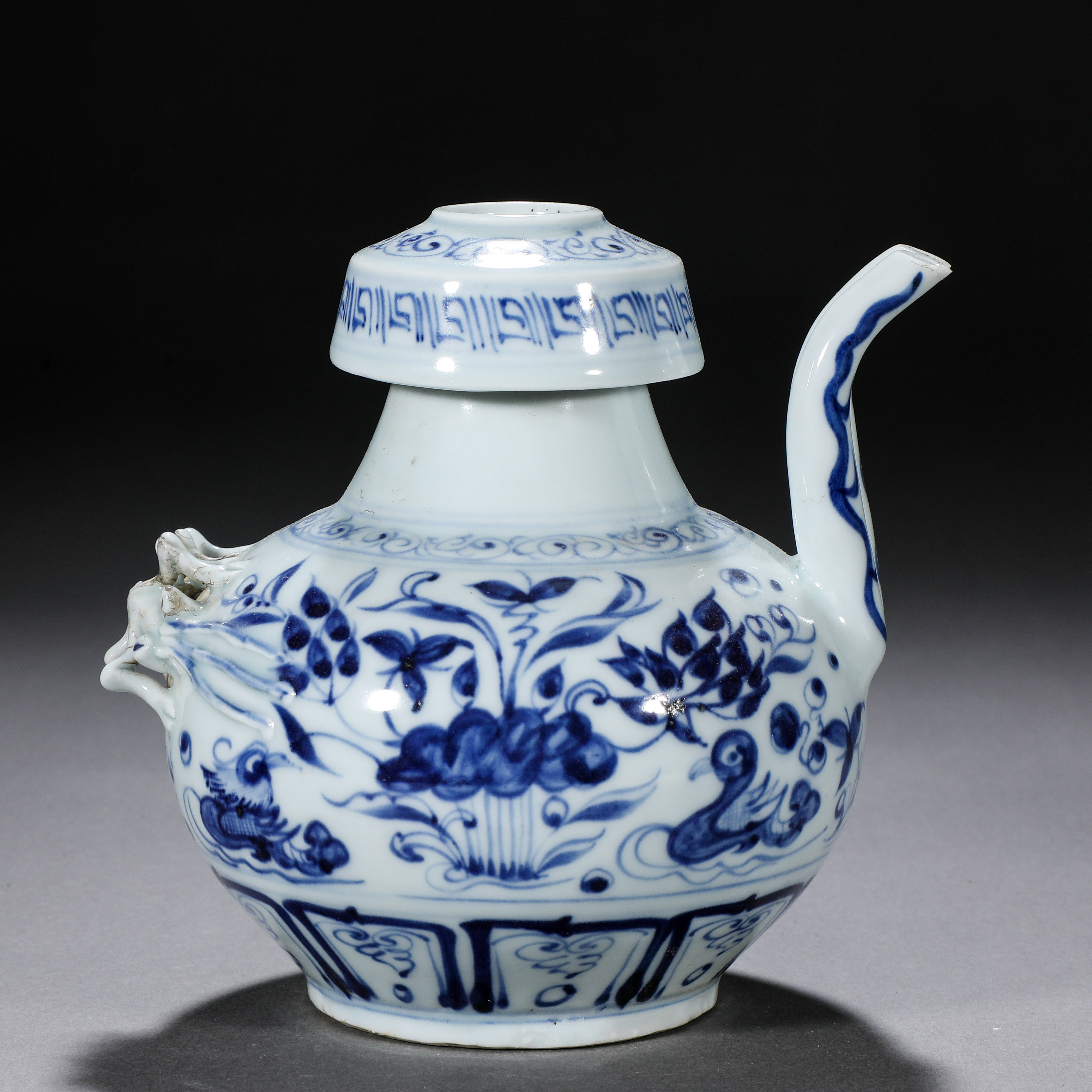 A Chinese Blue and White Lotus Pond Ewer
