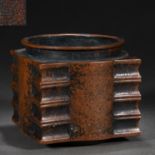 A Chinese Bronze Squared Censer