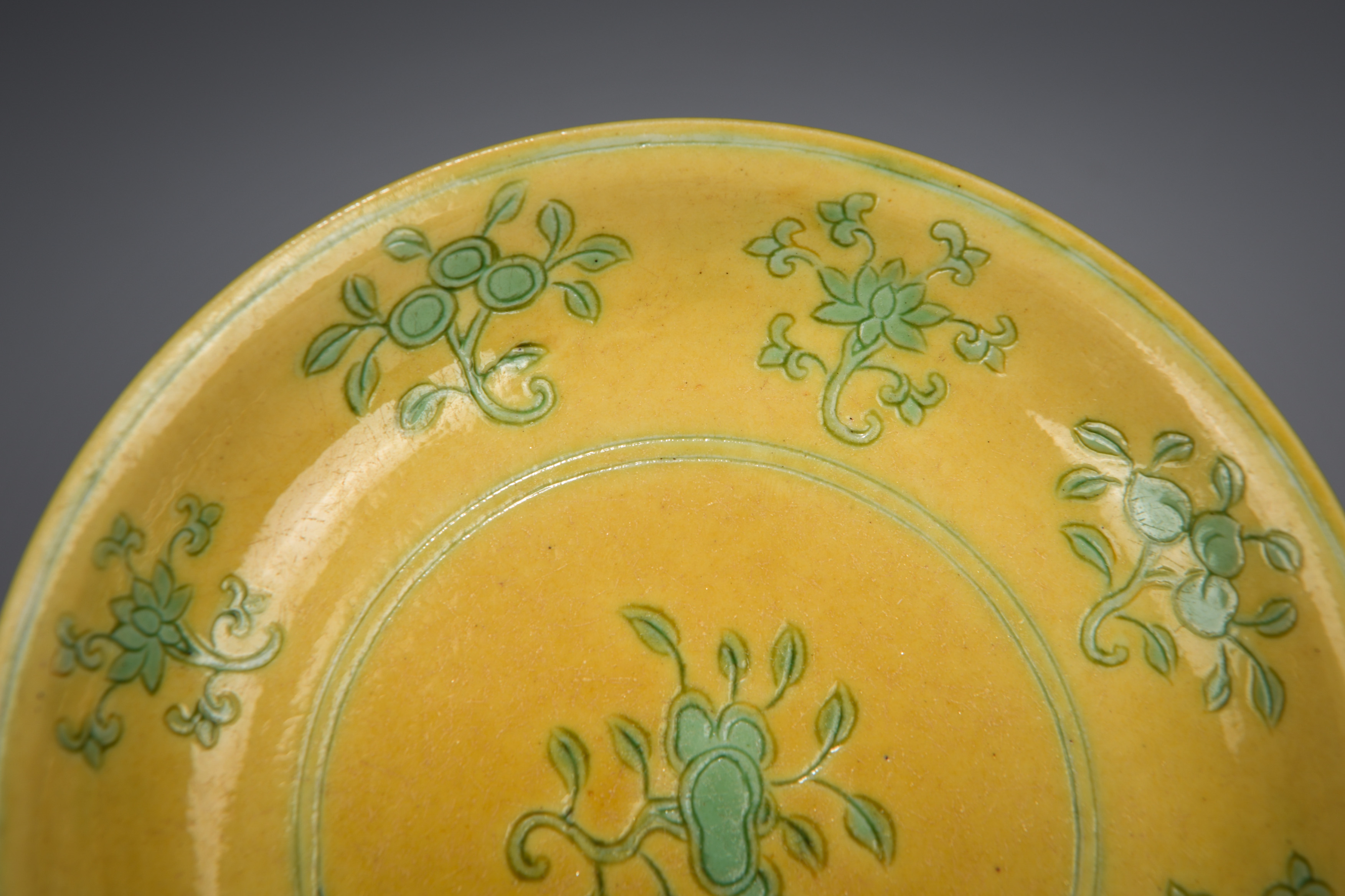 A Chinese Yellow Ground and Green Enamel Dish - Image 3 of 8