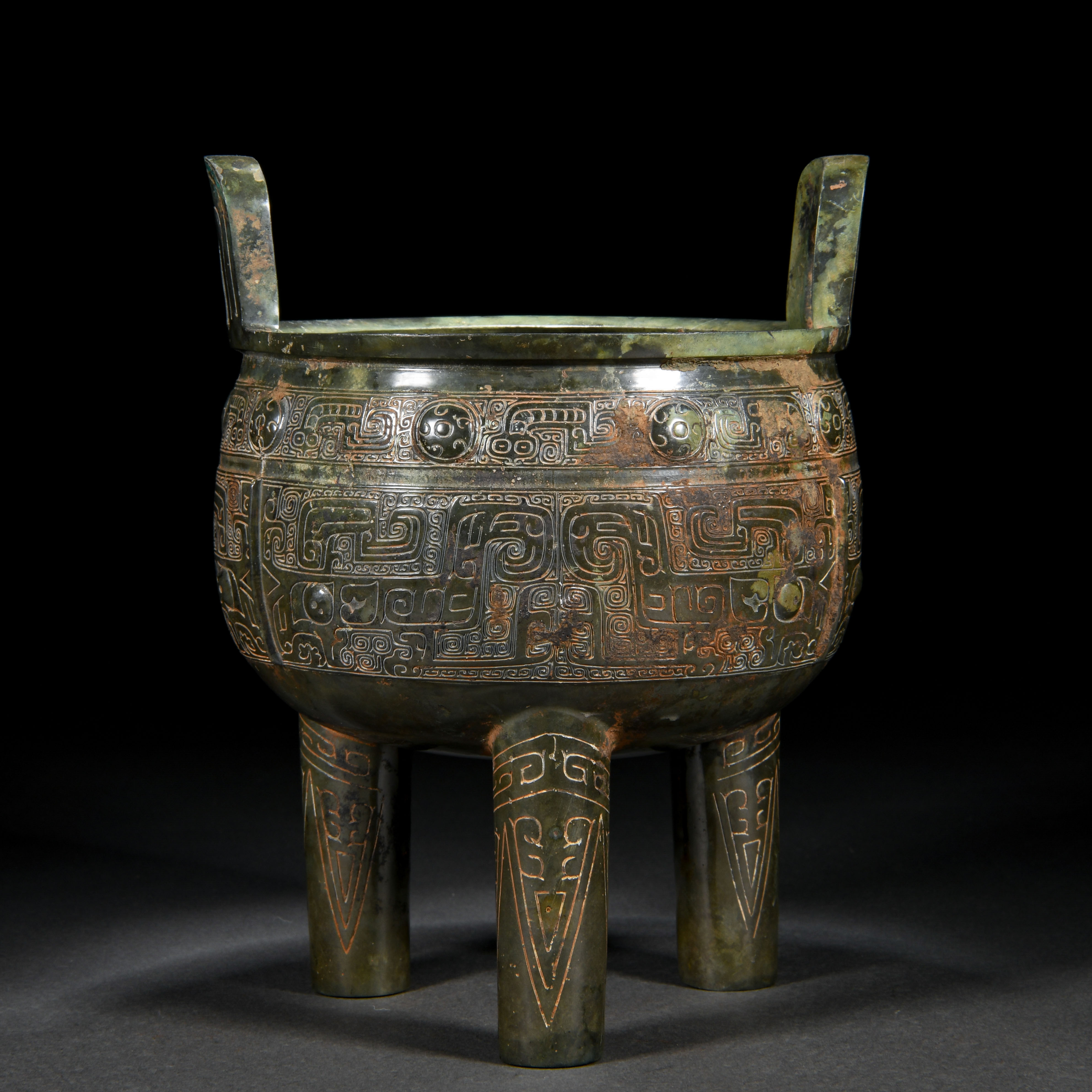 A Chinese Archic Form Bronze Tripod Censer