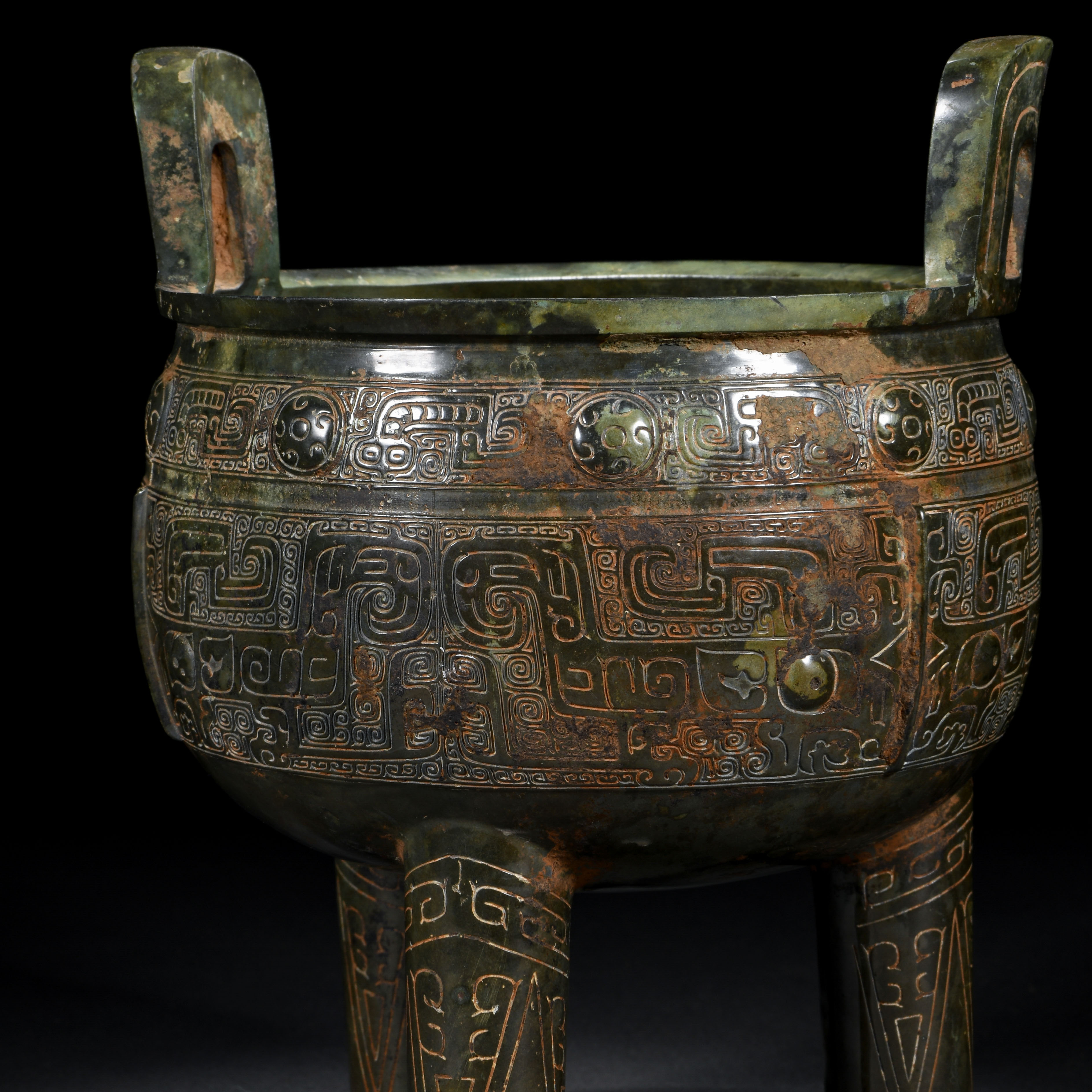 A Chinese Archic Form Bronze Tripod Censer - Image 3 of 9