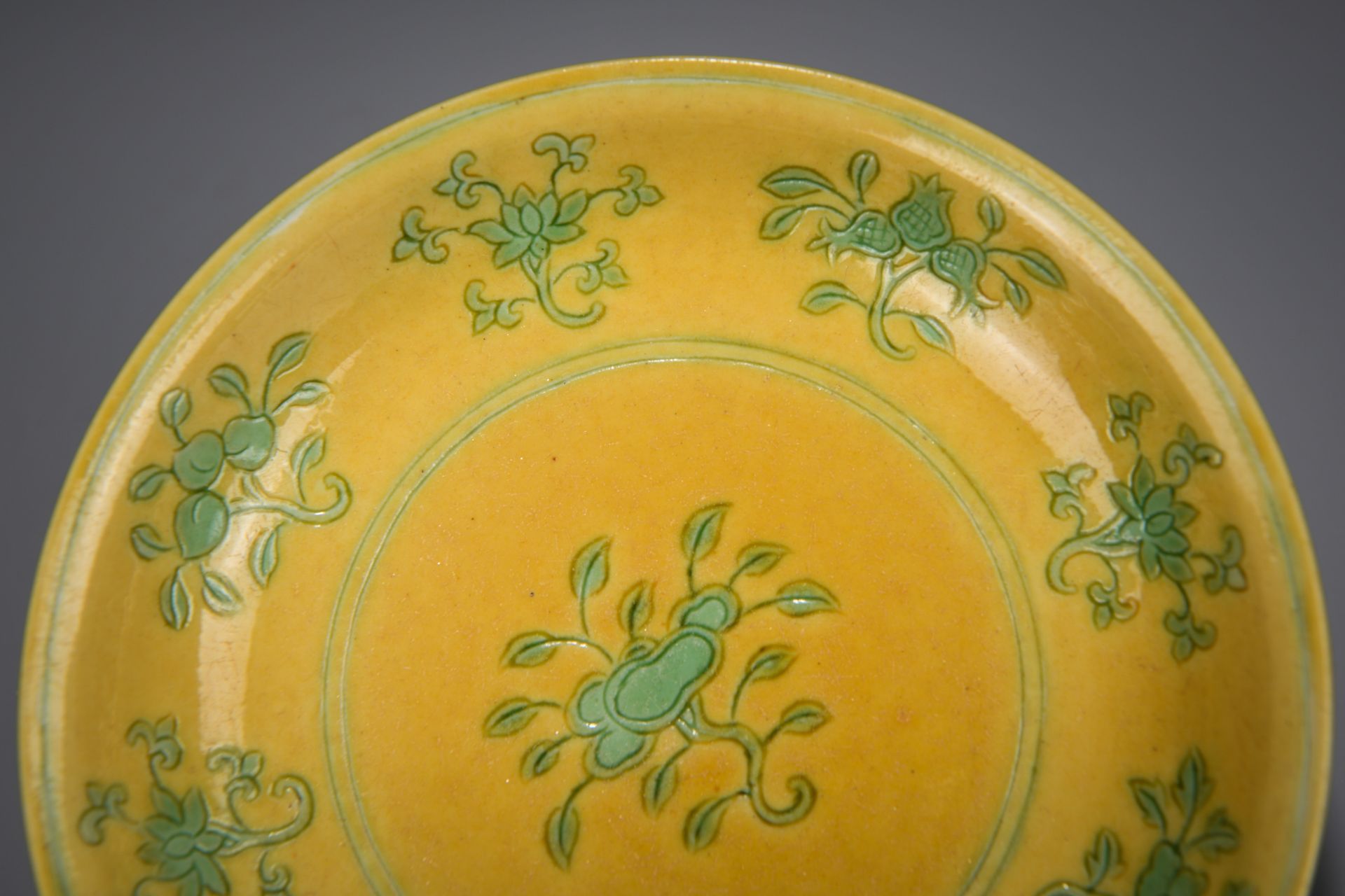 A Chinese Yellow Ground and Green Enamel Dish - Image 4 of 8