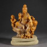 A Chinese Carved Soapstone Guanyin