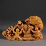 A Chinese Carved Soapstone Mythical Beast