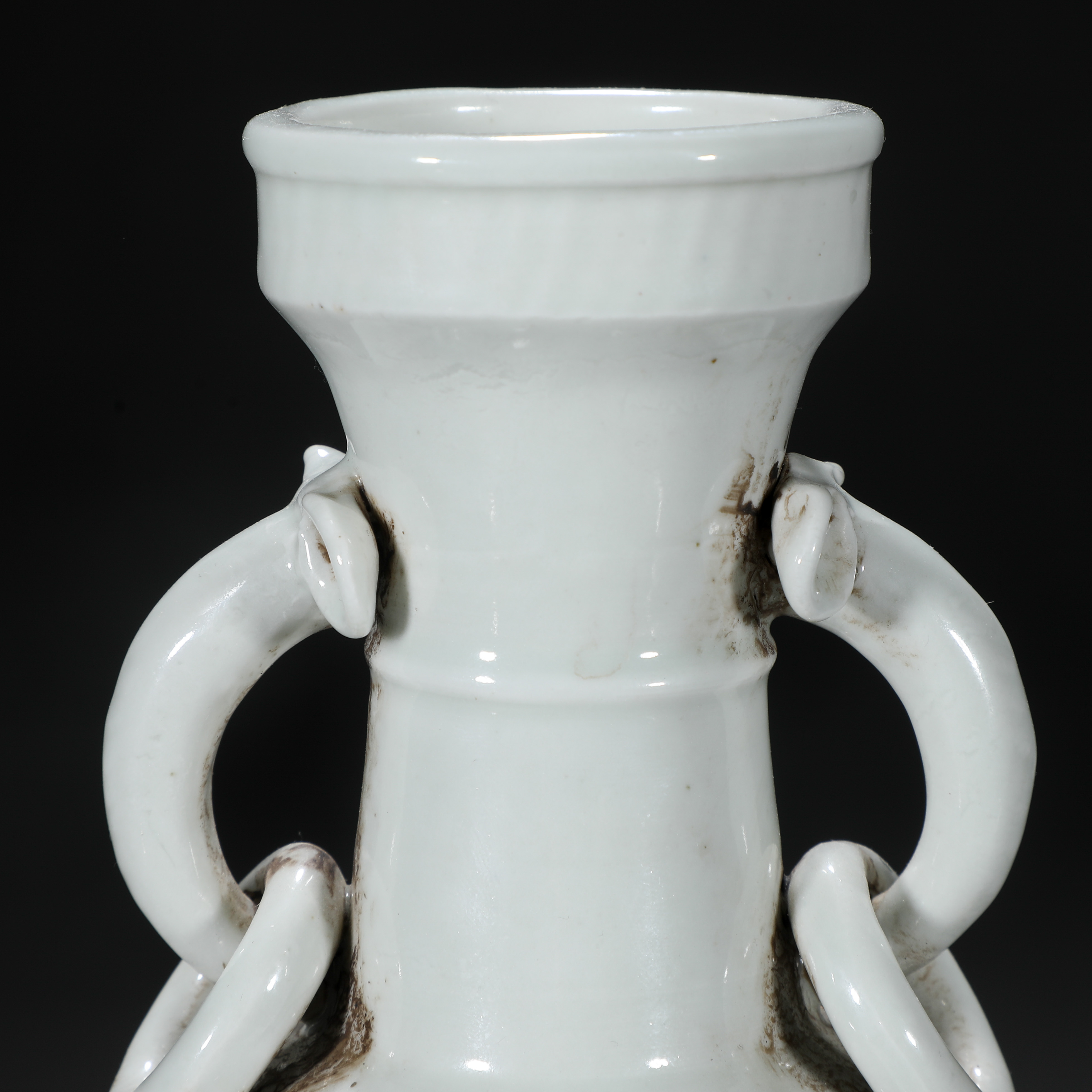 Pair Chinese White Glaze Vases with Double Handles - Image 5 of 9