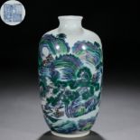 A Chinese Famille Verte Landscape Vase Meiping