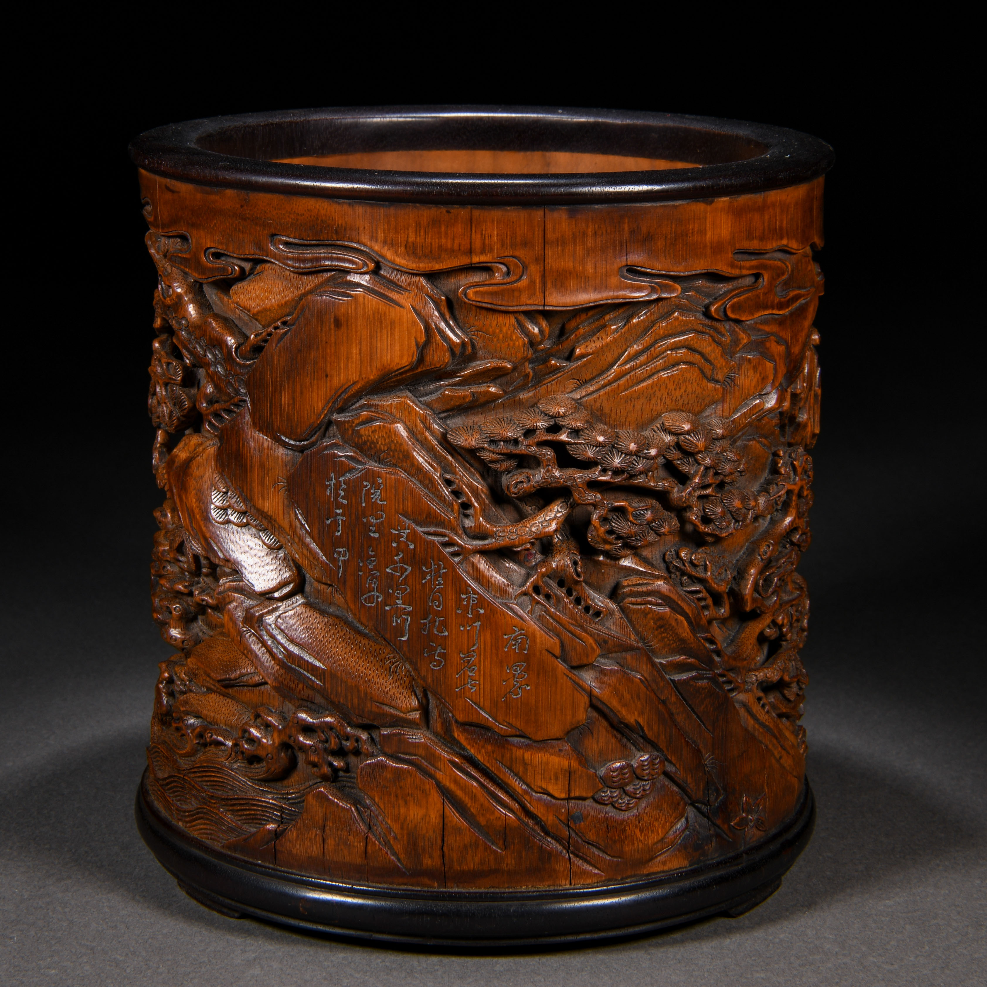 A Chinese Carved Bamboo Eight Immortals Brushpot - Image 6 of 10