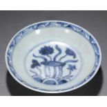 A Chinese Blue and White Lotus Bouquet Dish