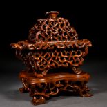 A Chinese Carved Boxwood Censer