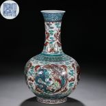 A Chinese Doucai Glaze Dragon and Phoenix Bottle Vase