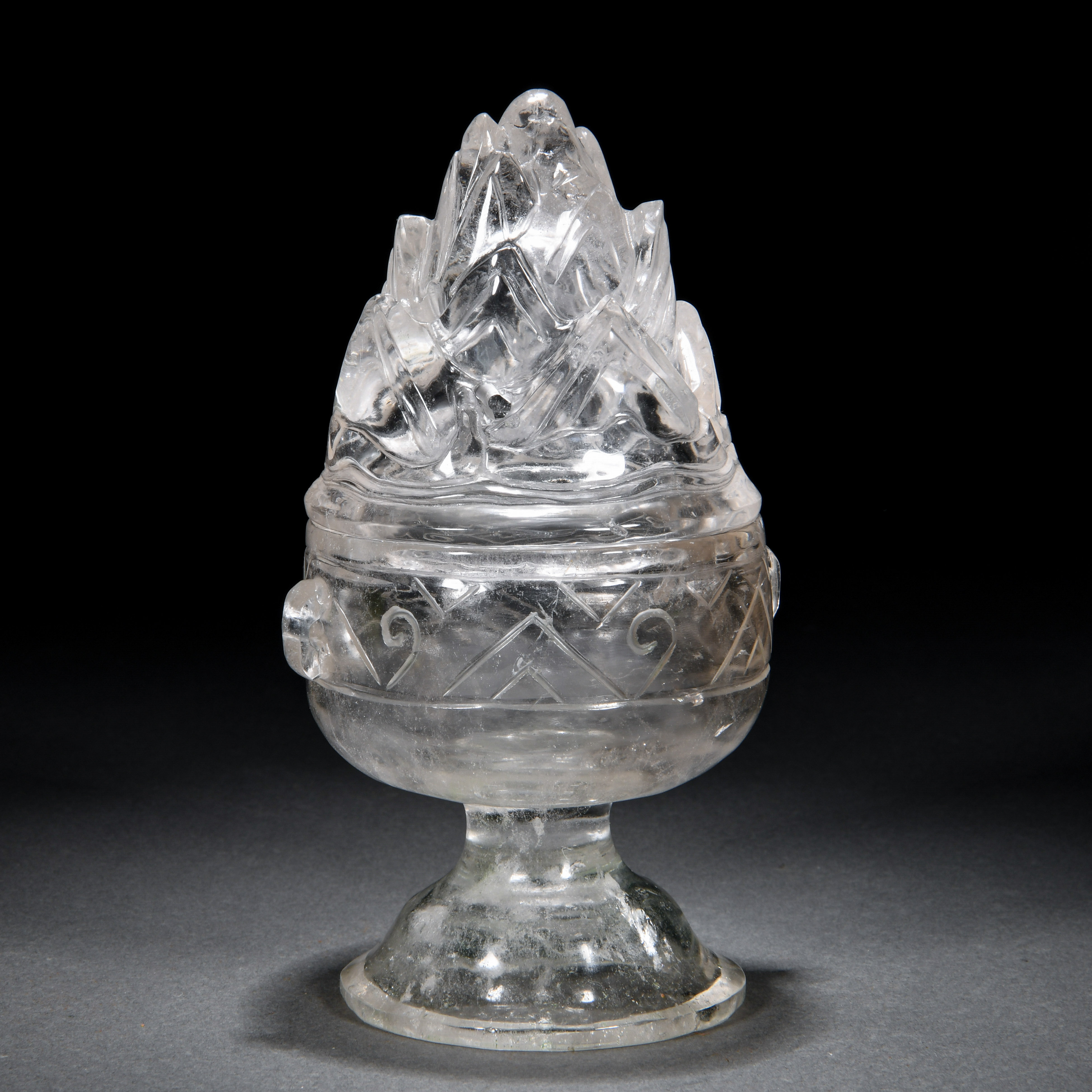 A Chinese Carved Rock Crystal Incense Burner - Image 3 of 9