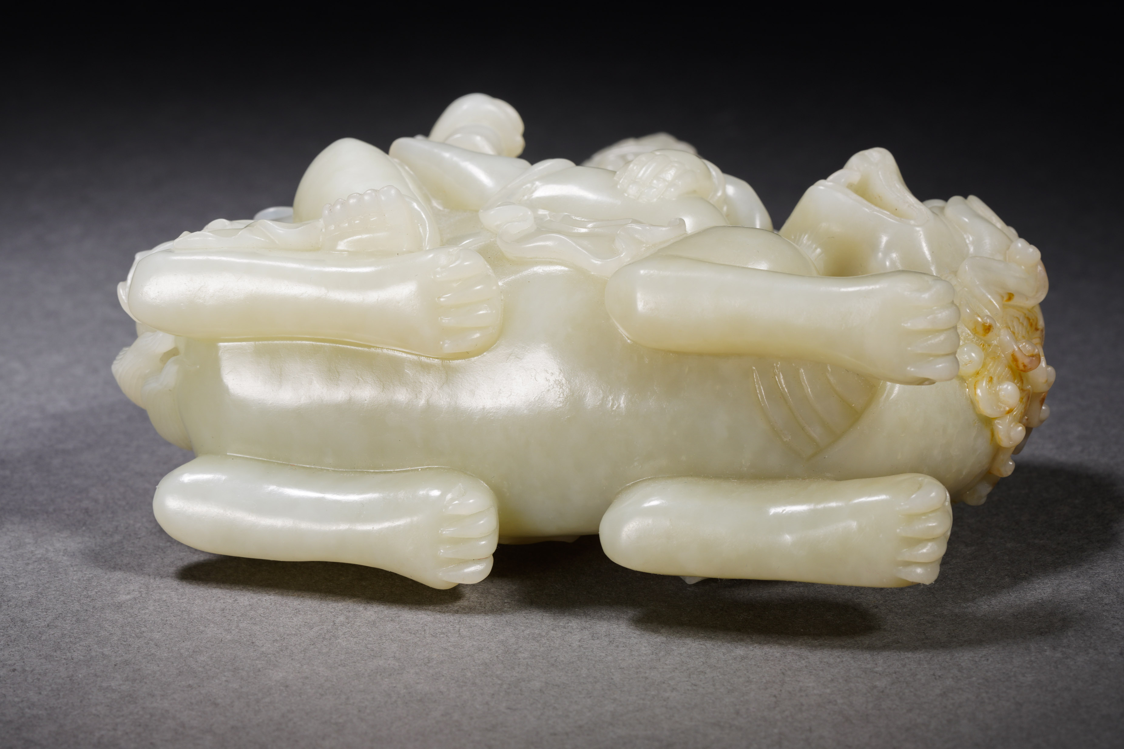 A Chinese Carved White Jade Bodhisattva with Lion - Image 13 of 13