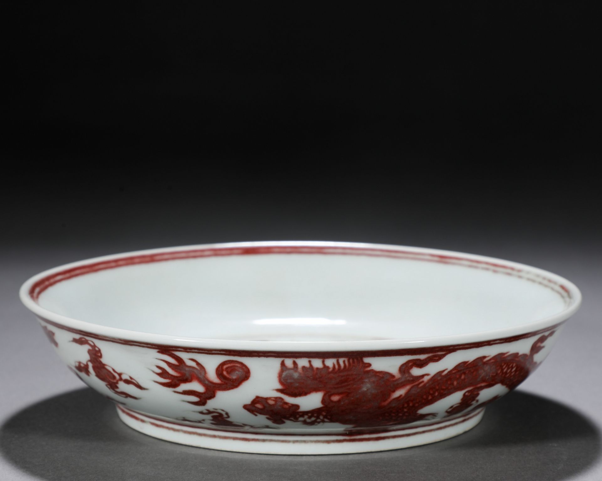 A Chinese Copper Red Dragon Plate - Image 2 of 9