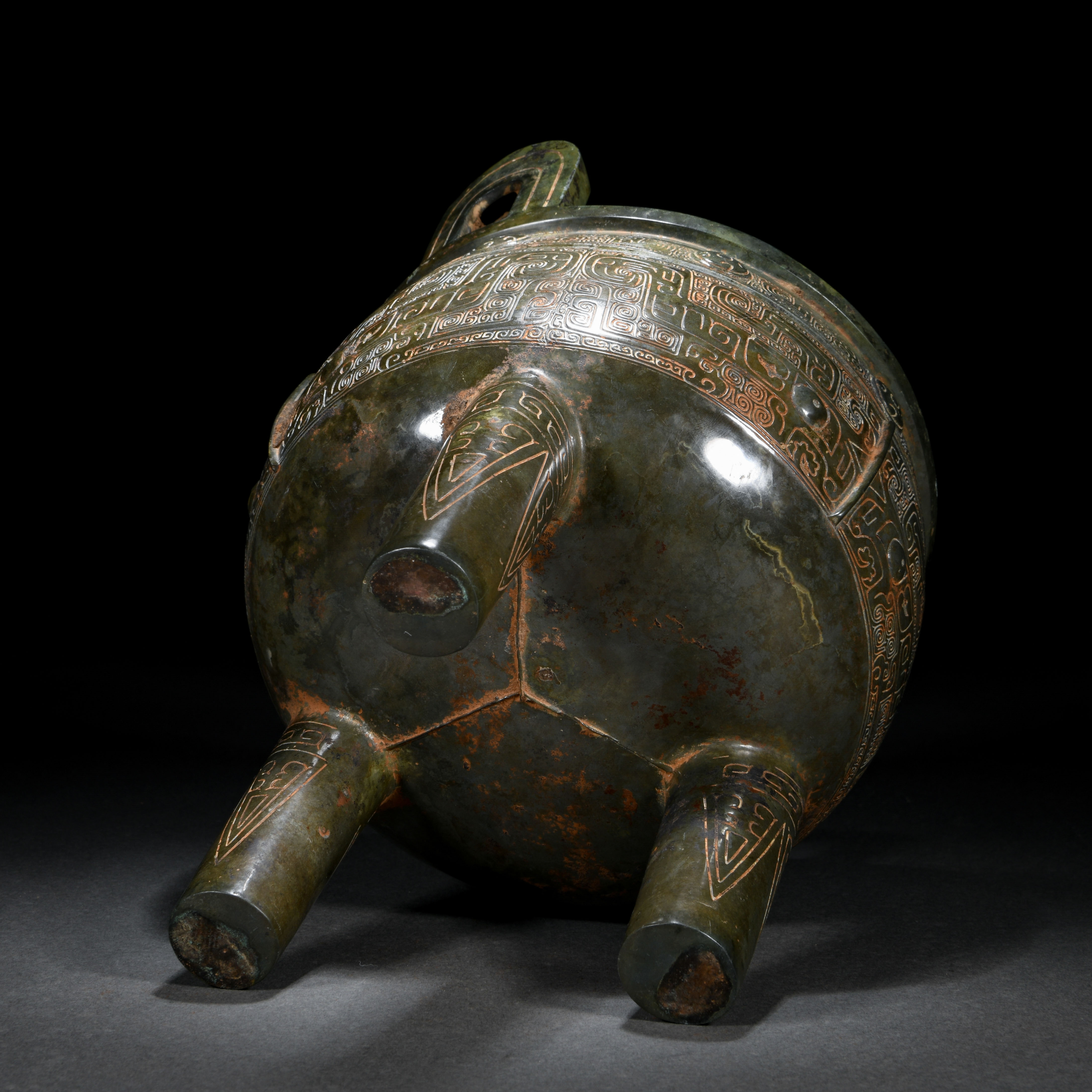 A Chinese Archic Form Bronze Tripod Censer - Image 9 of 9