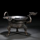 A Chinese Silver Dragon Incense Burner