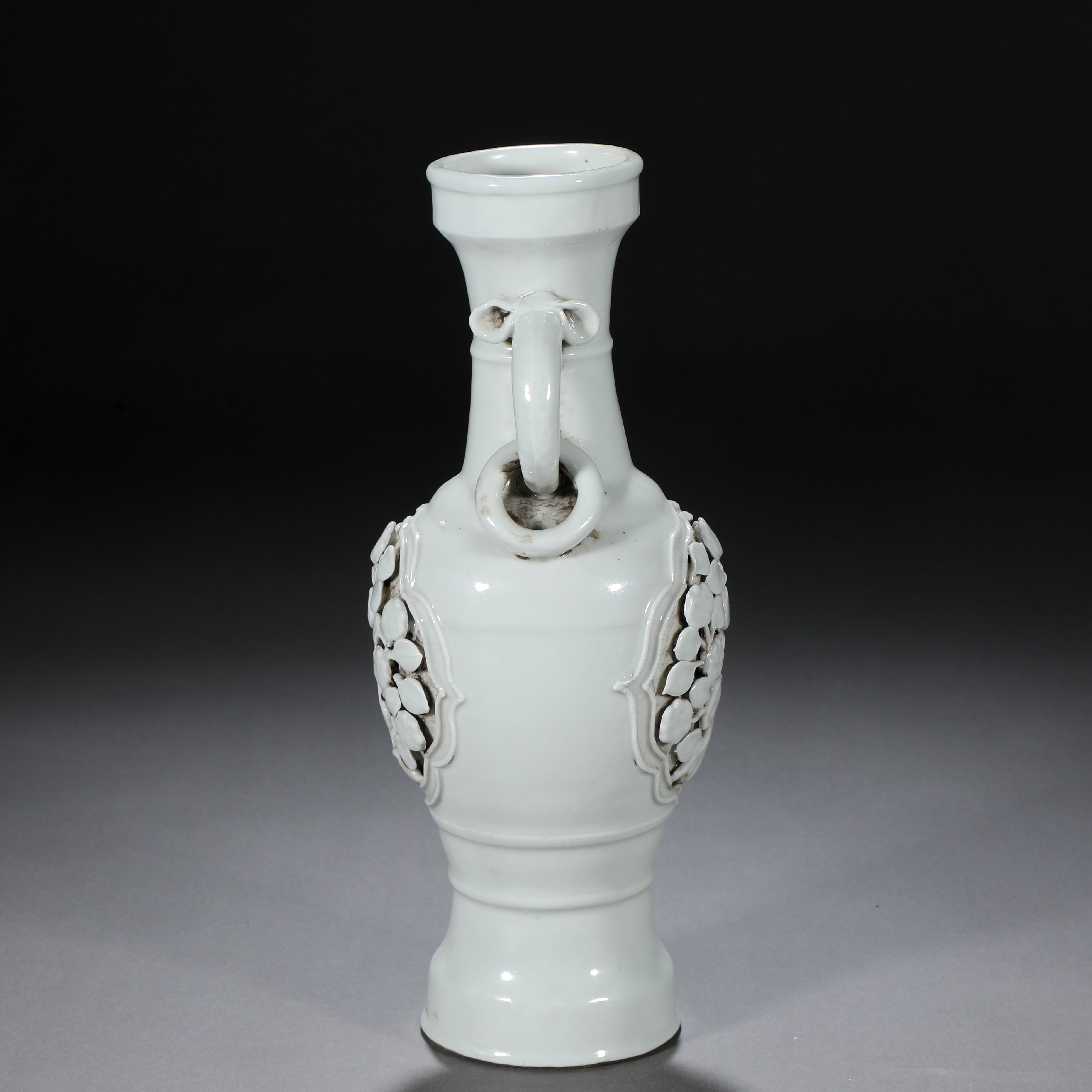 Pair Chinese White Glaze Vases with Double Handles - Image 3 of 9