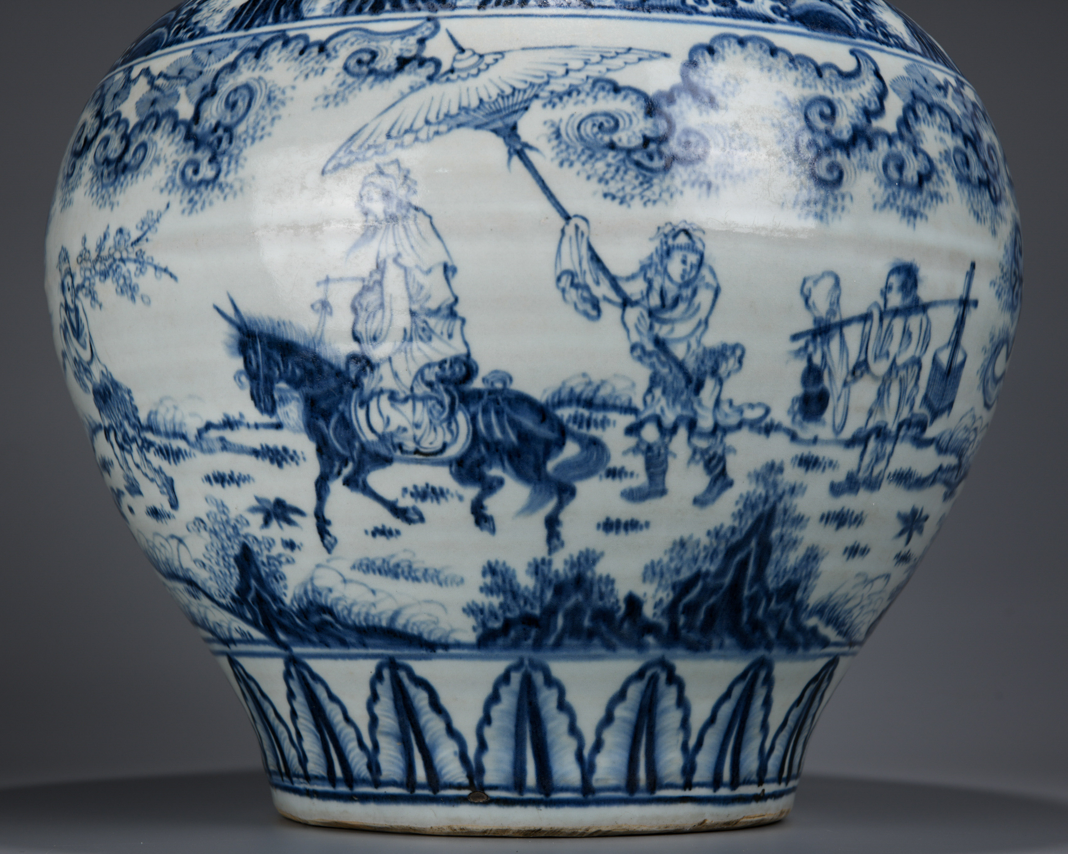 A Chinese Blue and White Figural Story Jar - Image 4 of 11