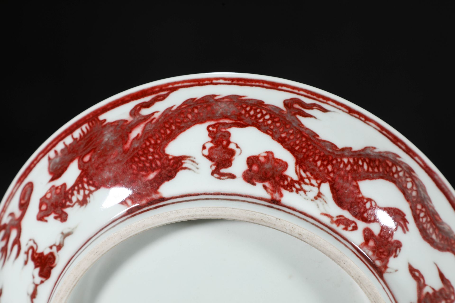 A Chinese Copper Red Dragon Plate - Image 9 of 9