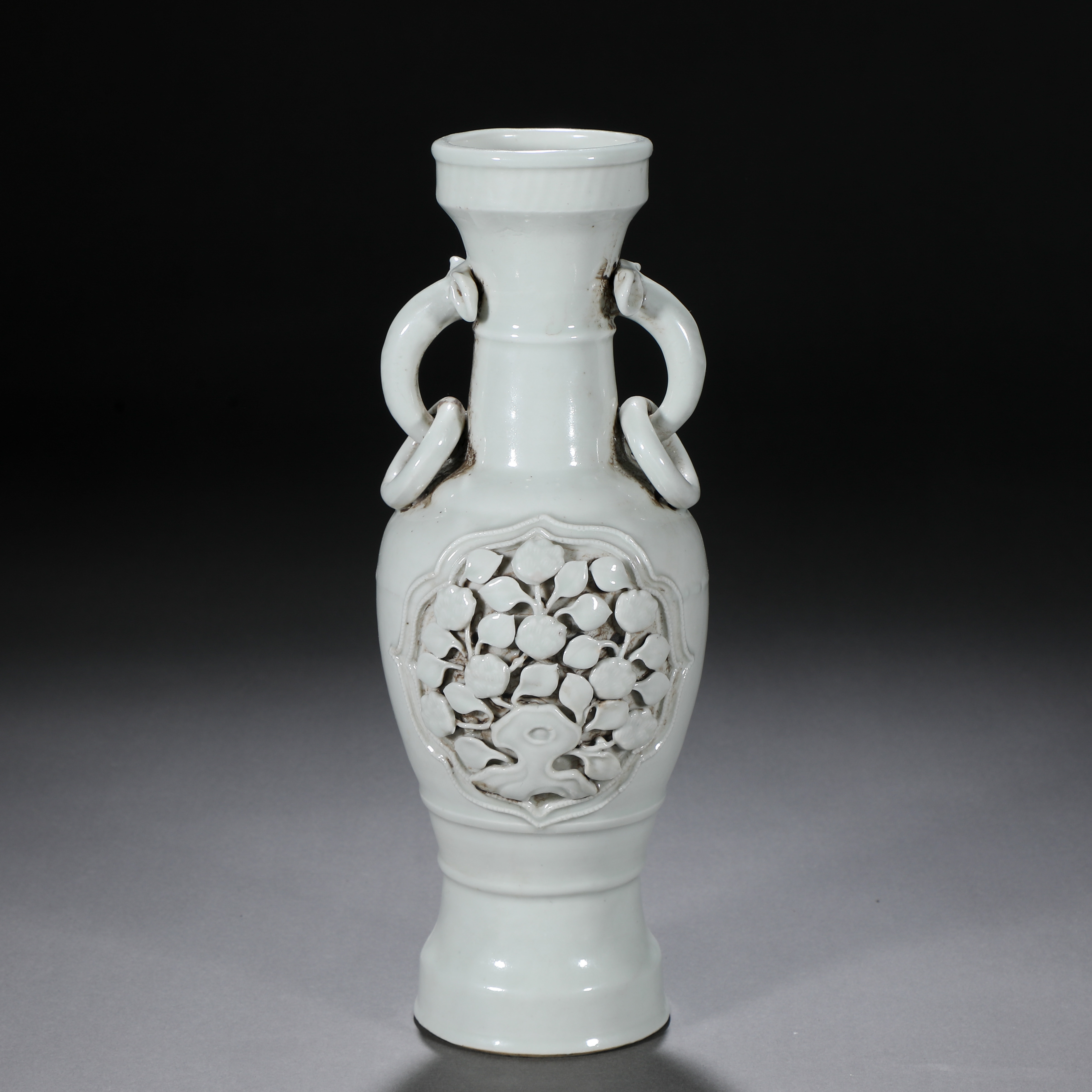 Pair Chinese White Glaze Vases with Double Handles - Image 4 of 9