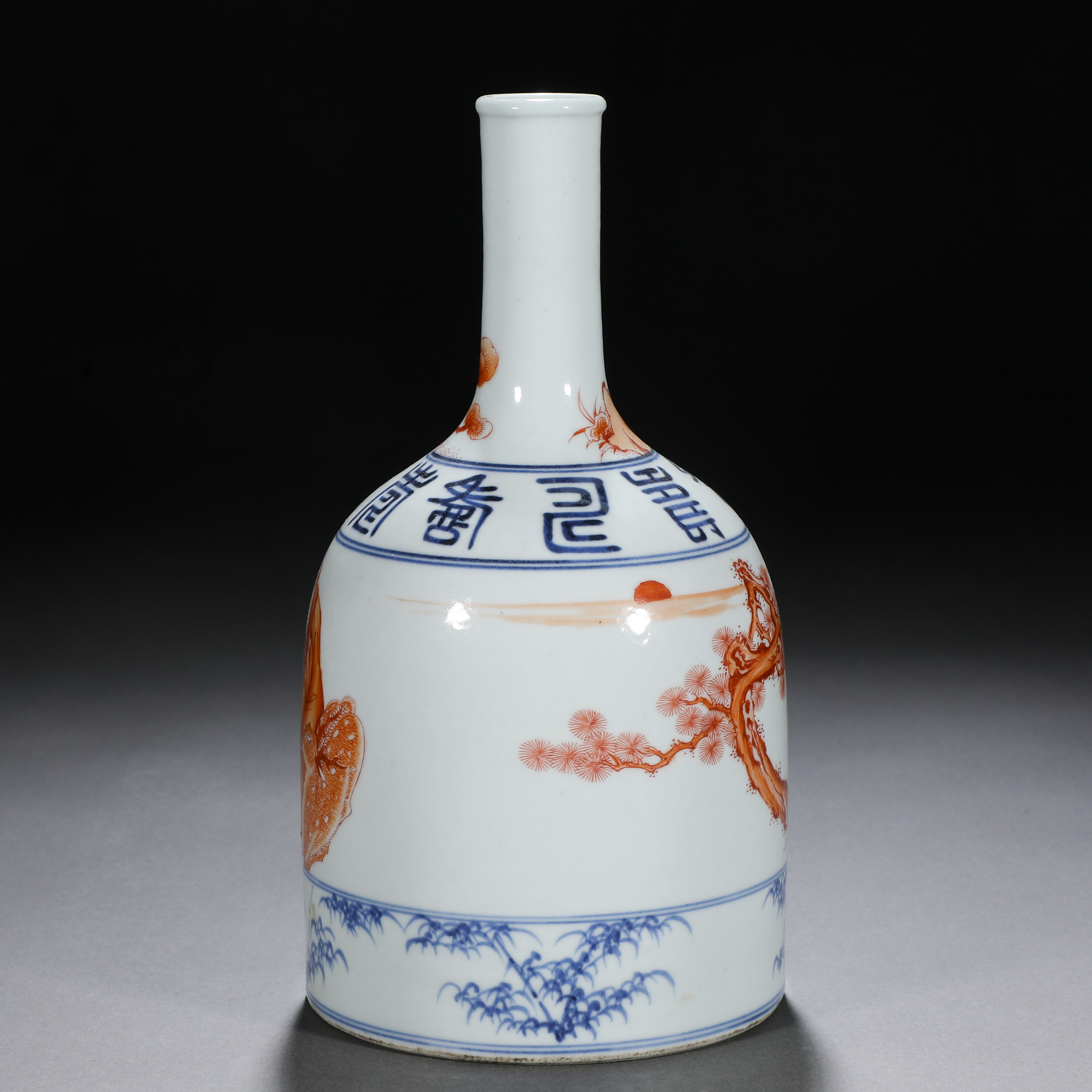 A Chinese Underglaze Blue and Iron Red Bell Shaped Vase - Image 2 of 9