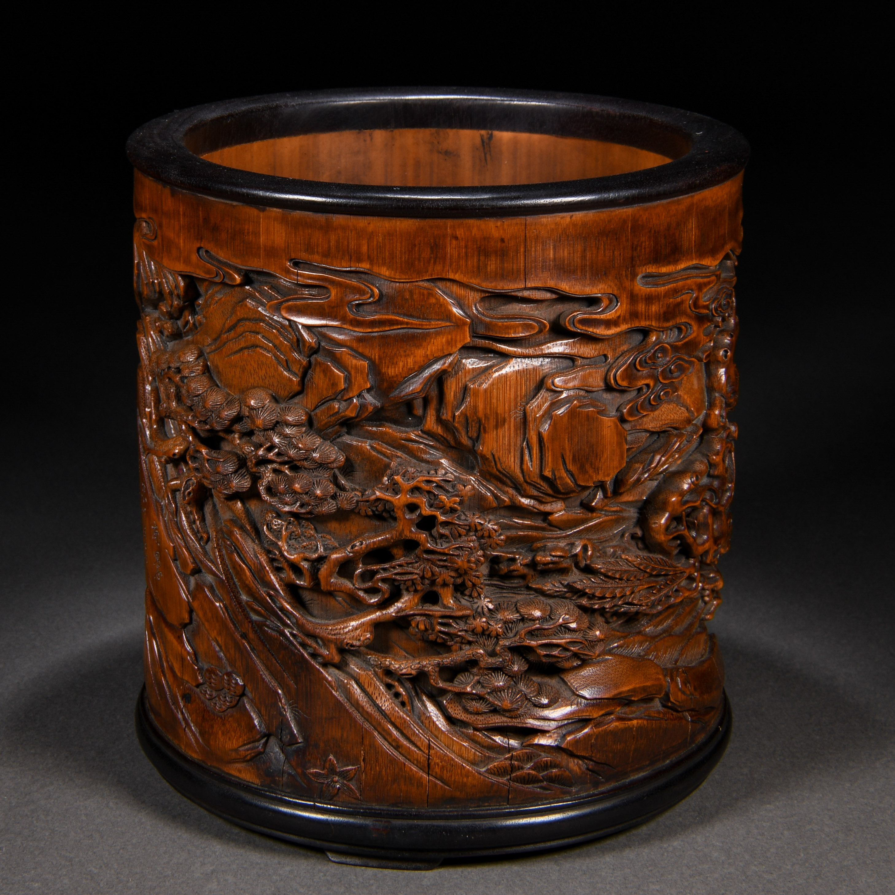 A Chinese Carved Bamboo Eight Immortals Brushpot - Image 8 of 10