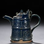 A Chinese Blue Glaze Kettle