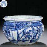 A Chinese Blue and White Figural Story Jardiniere