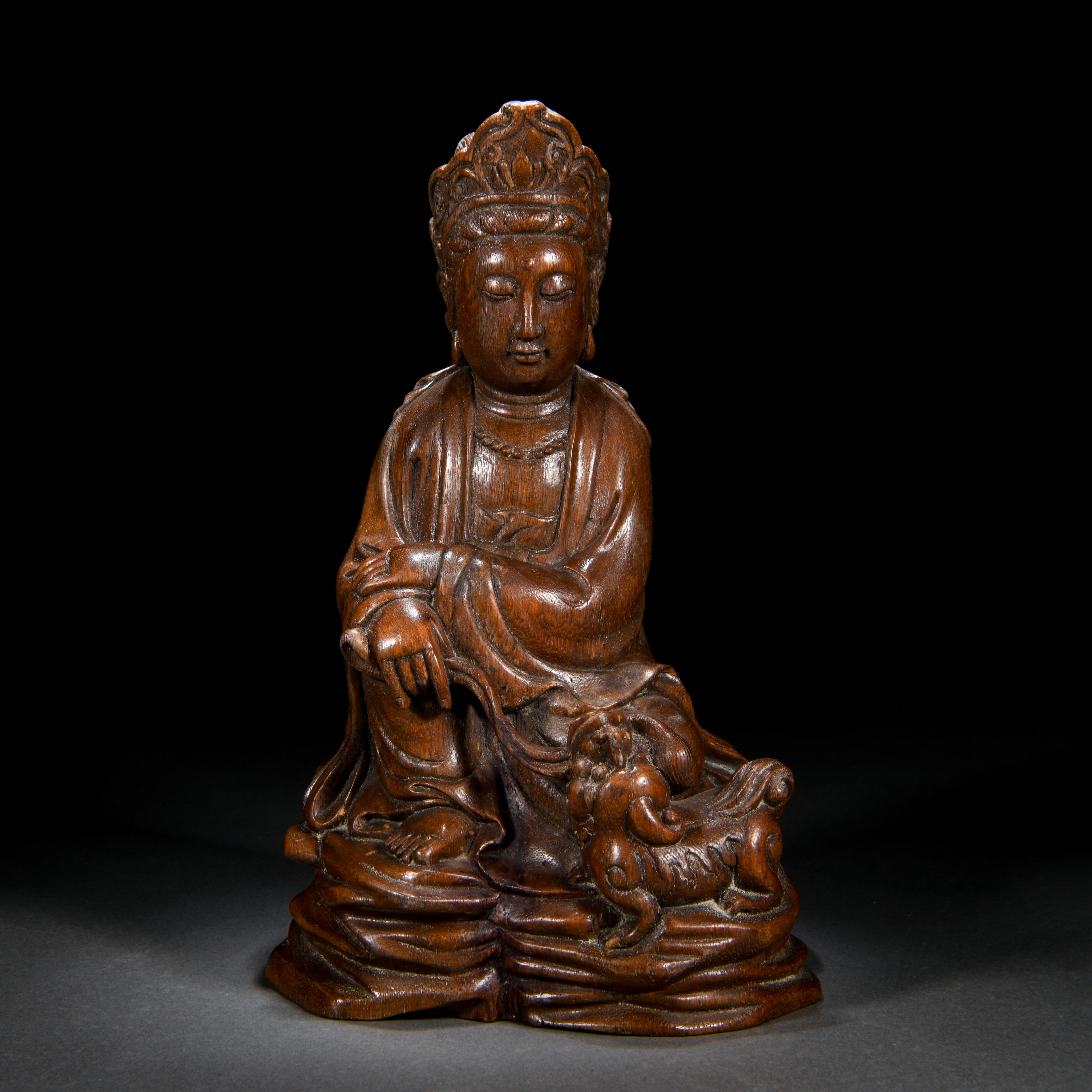 A Chinese Carved Aloeswood Figure of Guanyin