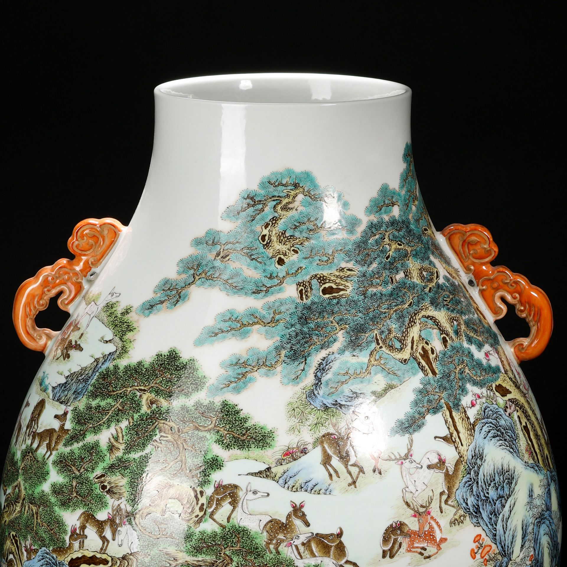 A Chinese Famille Rose Hundred Deers Zun Vase - Bild 2 aus 13