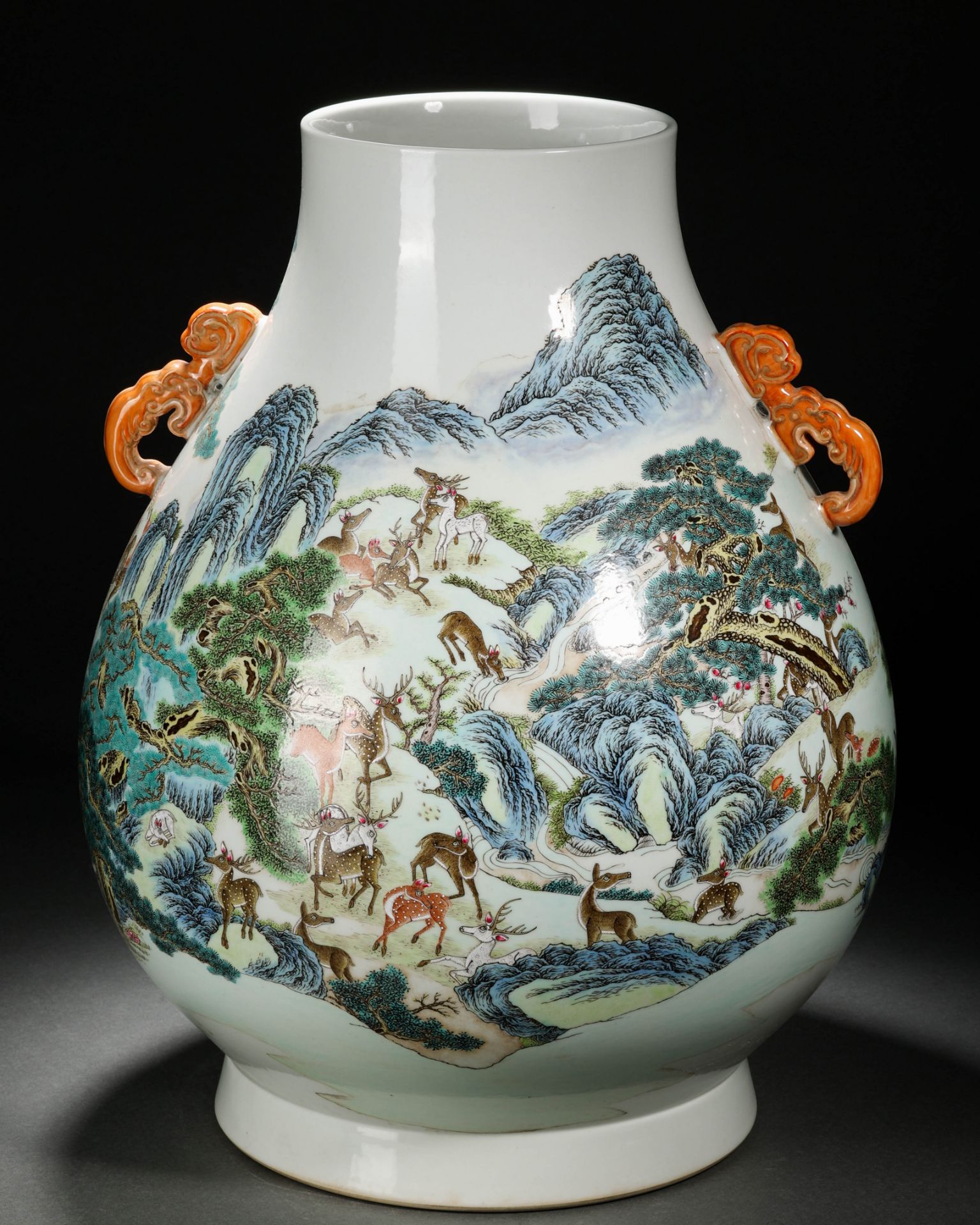 A Chinese Famille Rose Hundred Deers Zun Vase - Image 9 of 13