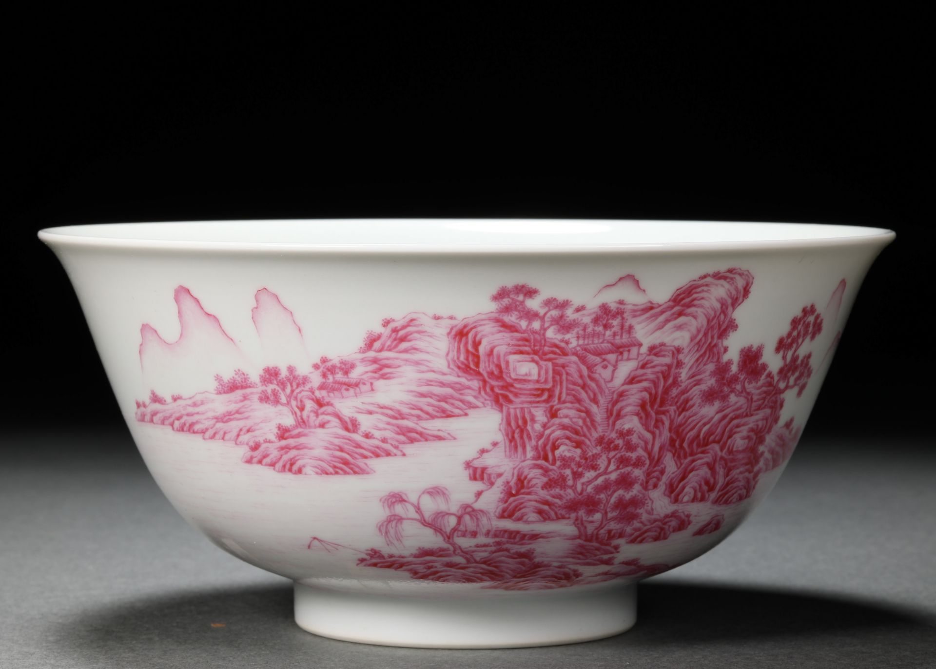 A Chinese Pink Enamel Landscape Bowl - Image 3 of 10