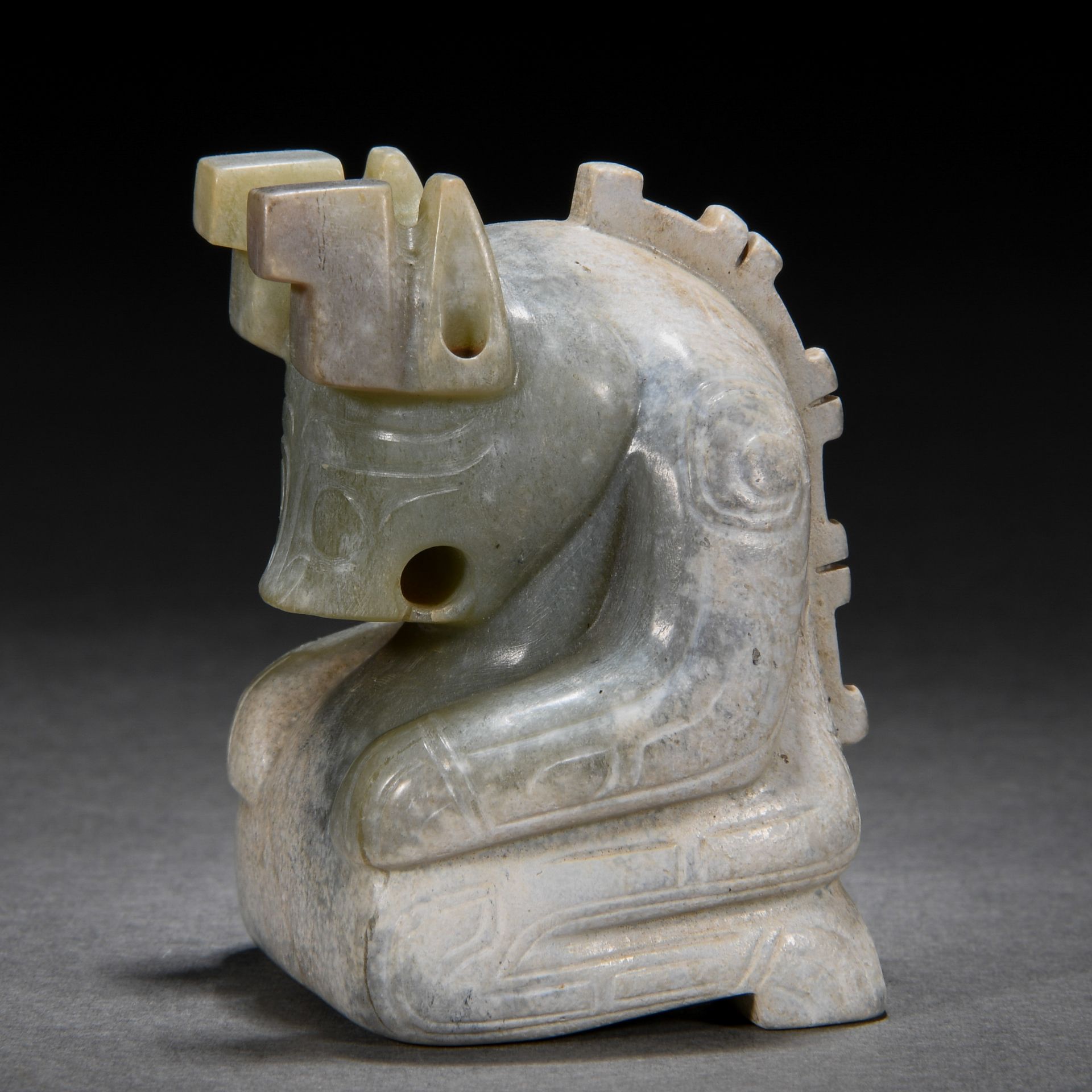 A Chinese Carved Jade Kneeling Beast - Image 4 of 7