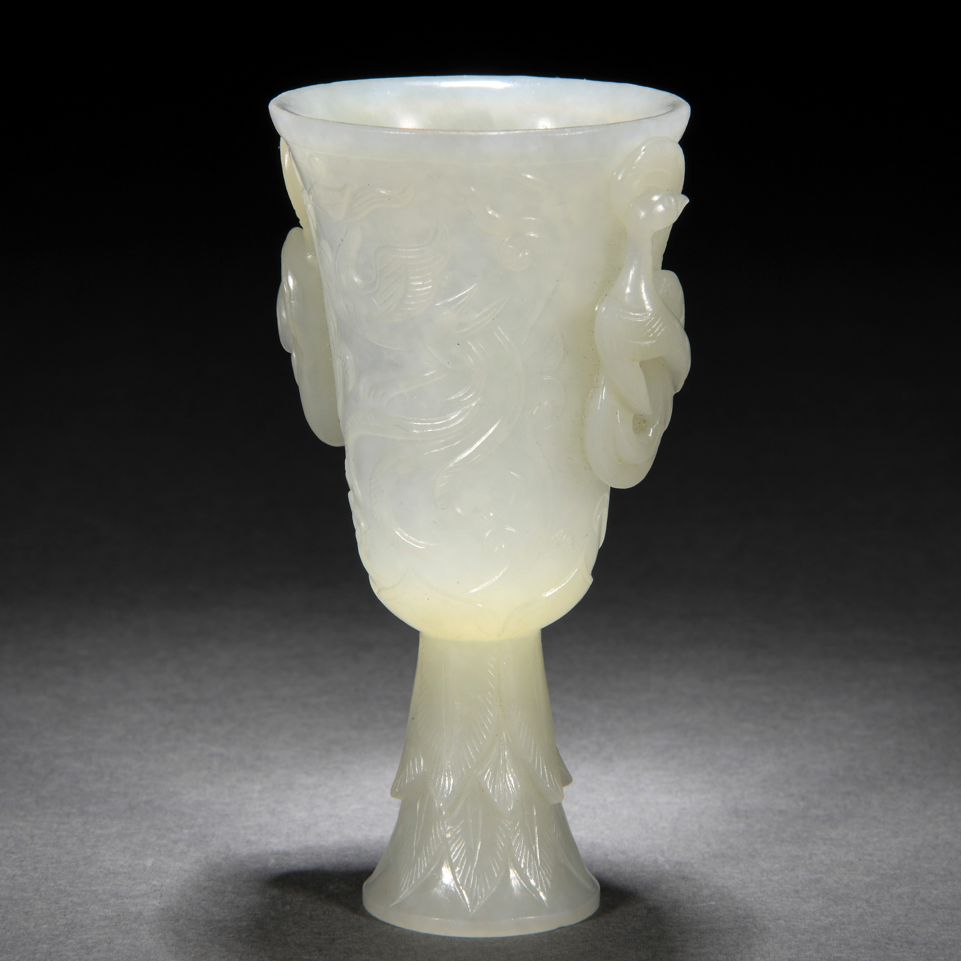 A Chinese Carved White Jade Wine Cup - Image 4 of 8