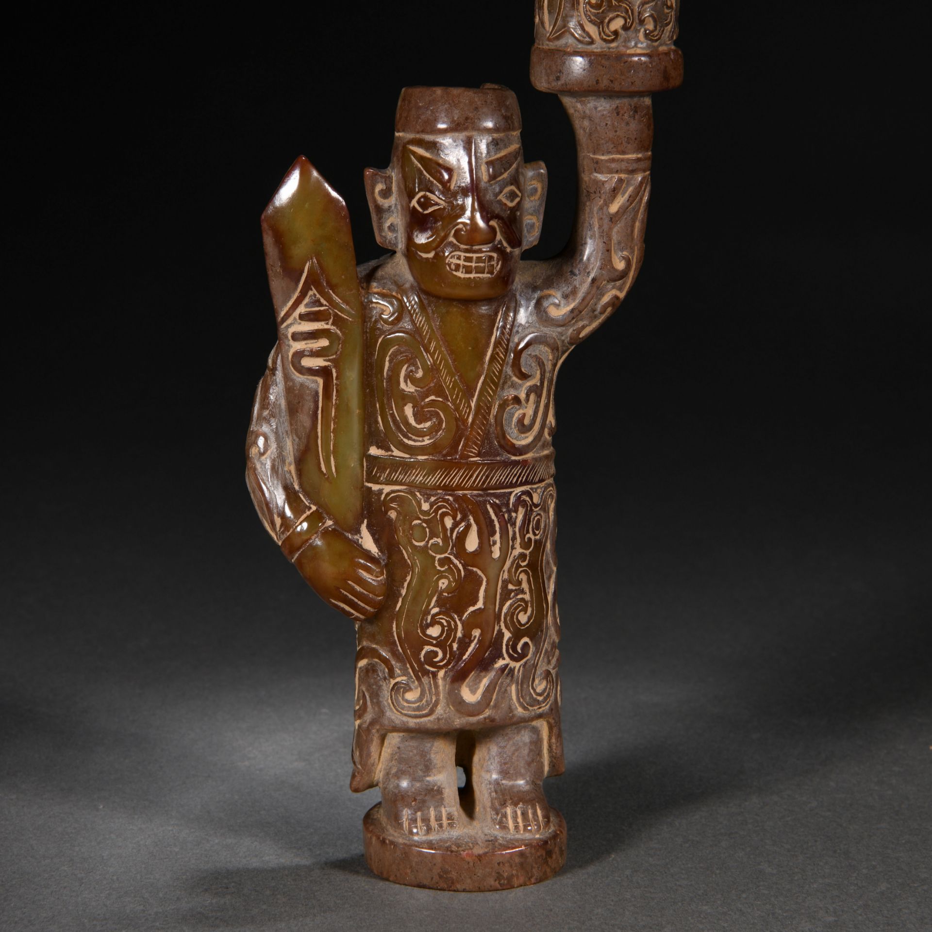 A Chinese Carved Jade Lampholder - Image 4 of 11