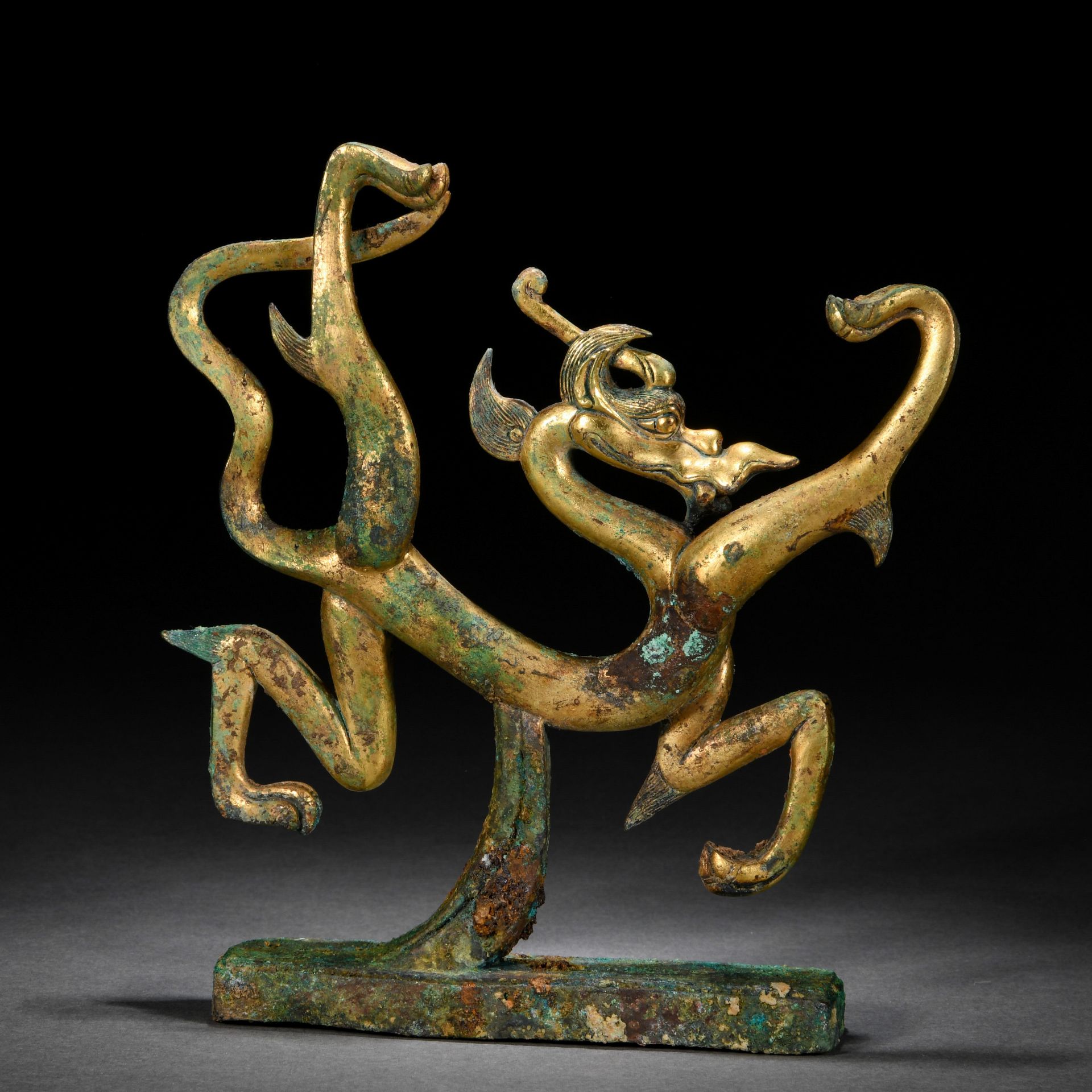 A Chinese Bronze-gilt Mythical Beast