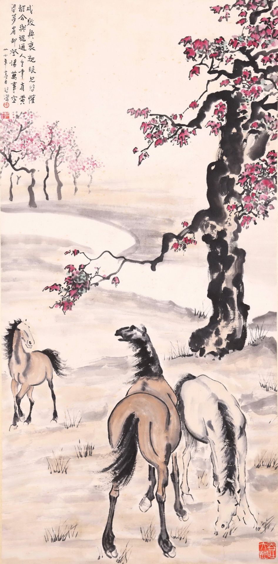 A Chinese Scroll Painting Signed Xu Beihong