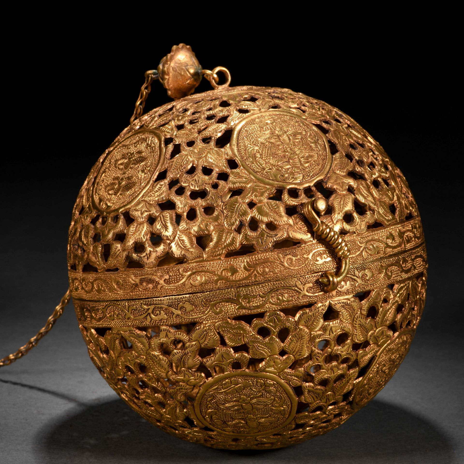 A Chinese Bronze-gilt Reticulated Incense Burner - Image 3 of 7